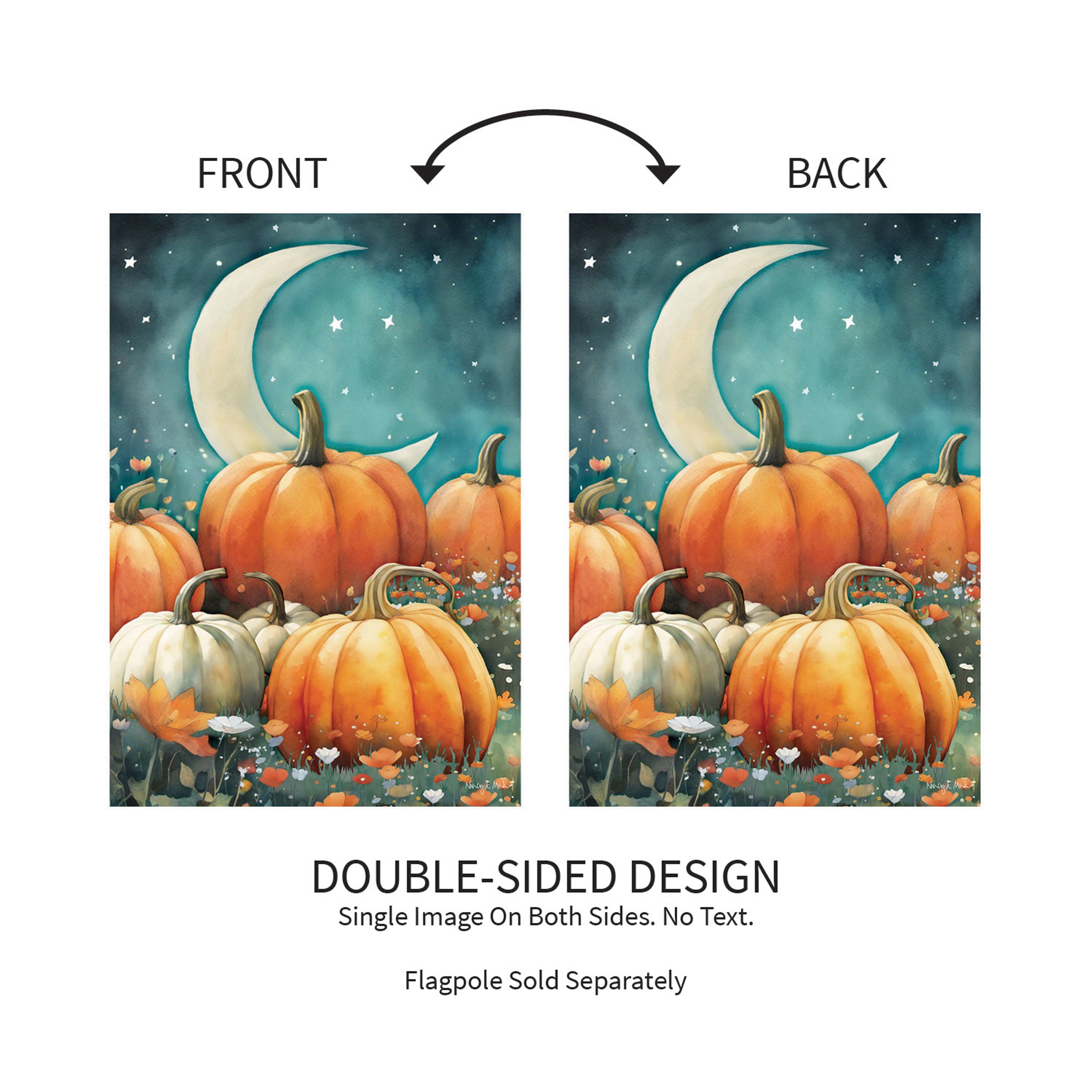 Watercolor Pumpkin Patch Suede Garden Flag