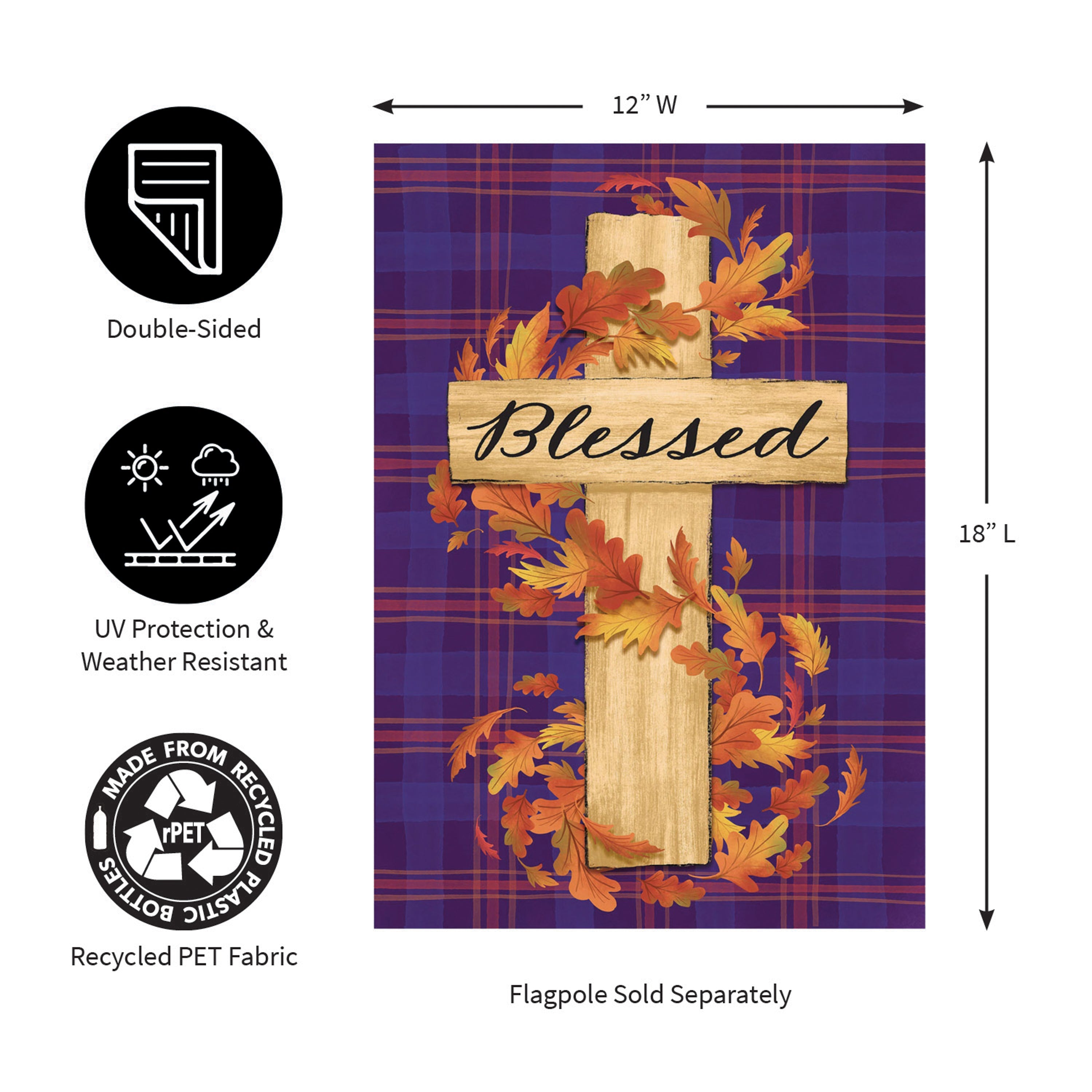 Blessed Cross Burlap Garden Flag