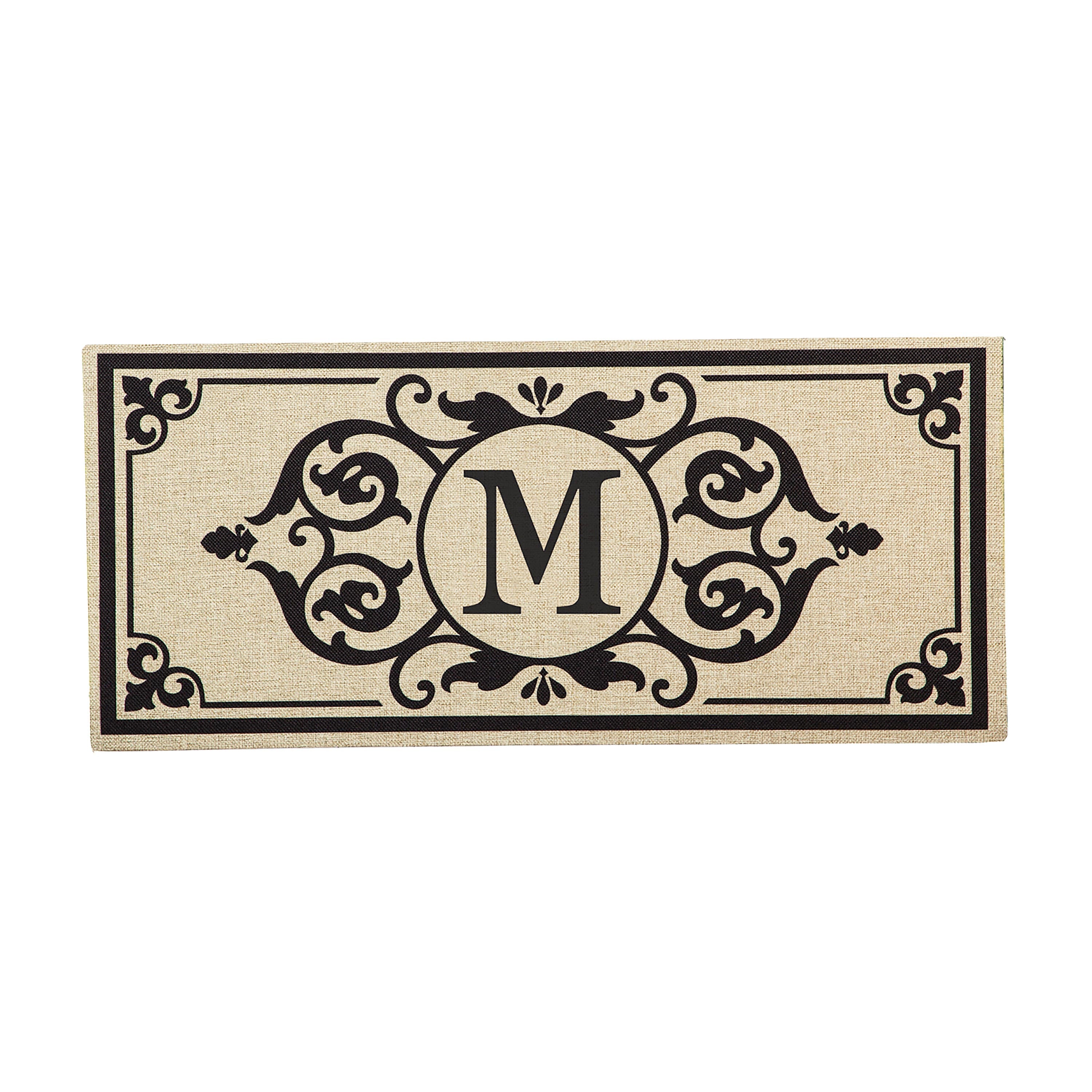 Cambridge Monogram Burlap Sassafras Switch Mat, Letter M