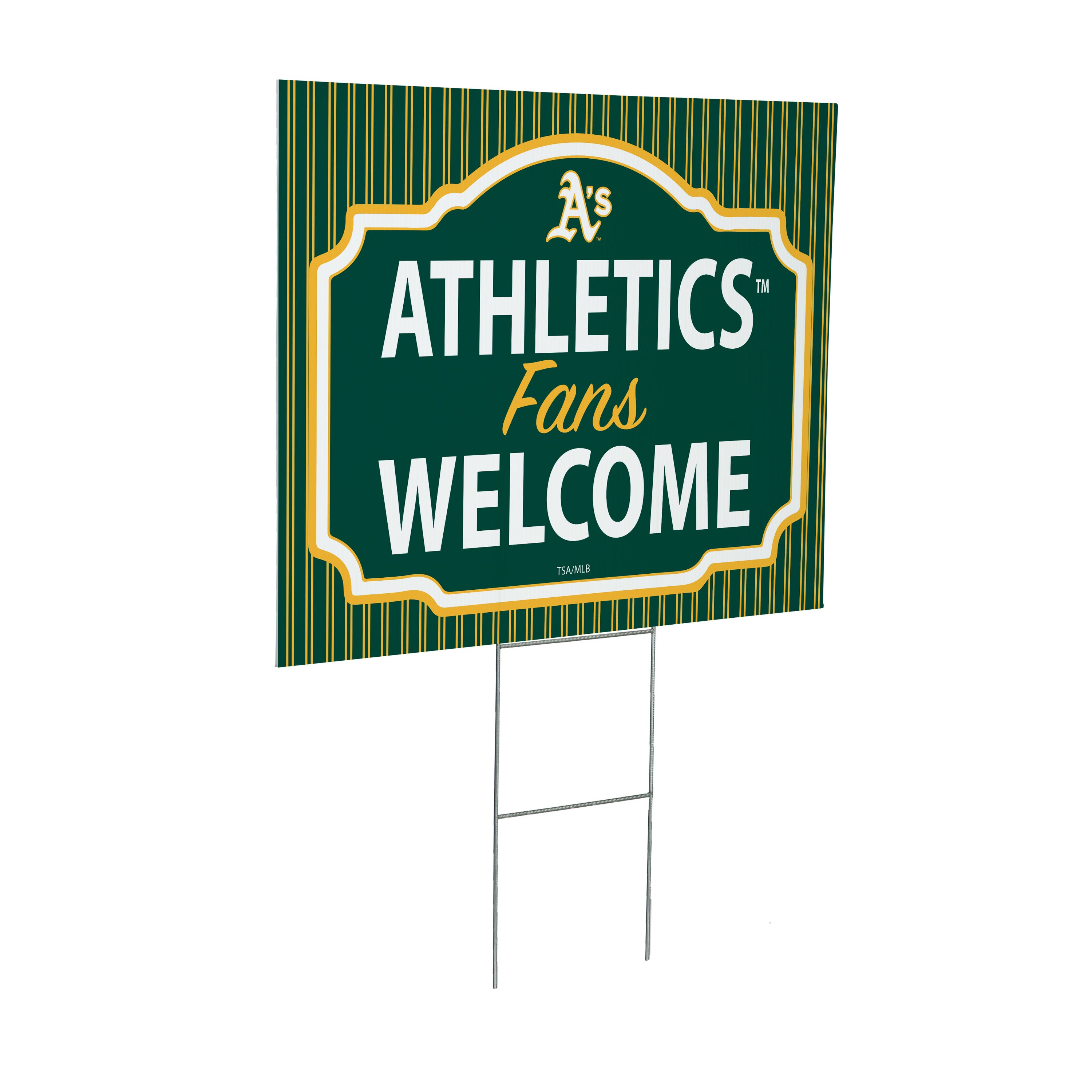 Oakland A's Coroplast Yard Sign, "Fans Welcome"