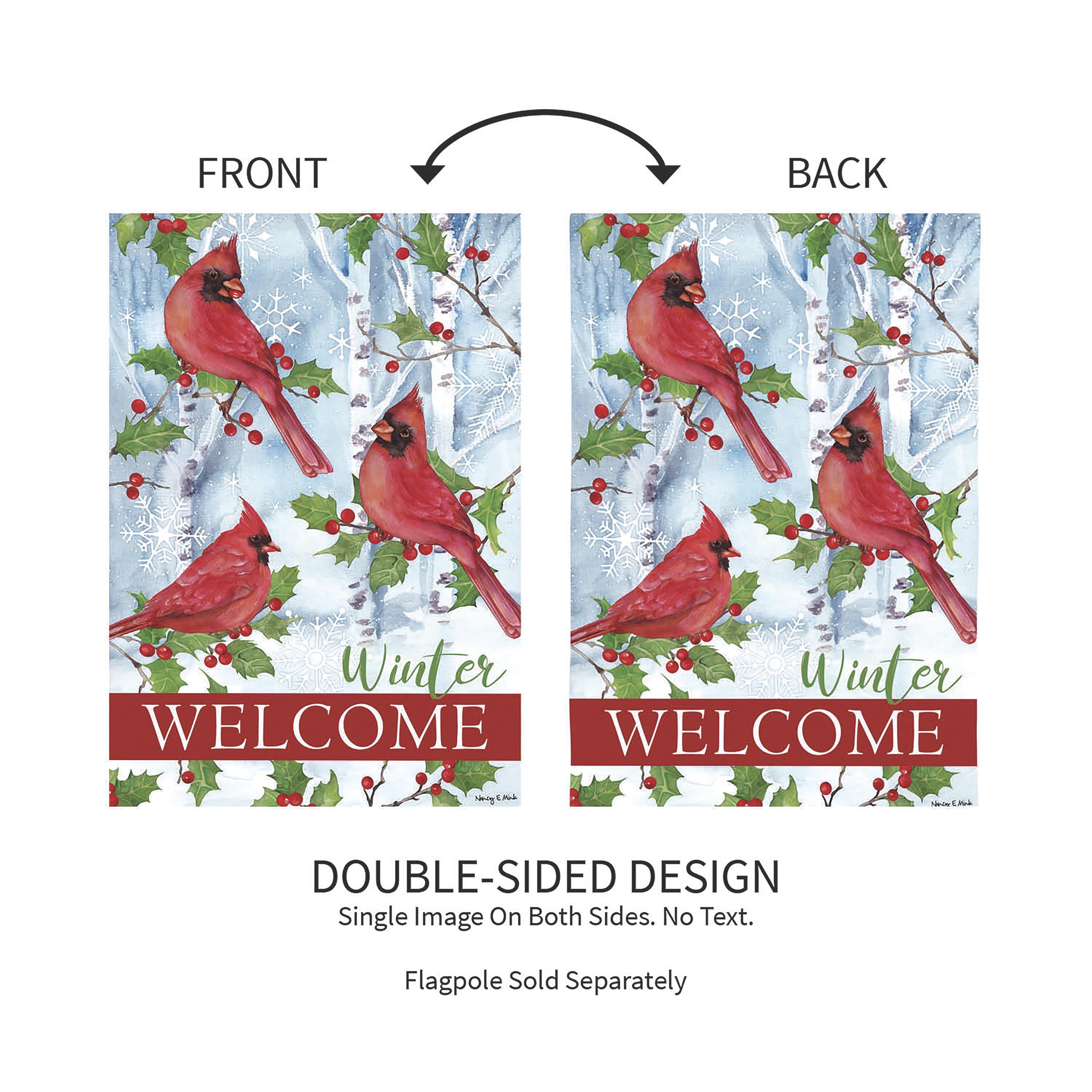 Winter Visit Suede Garden Flag