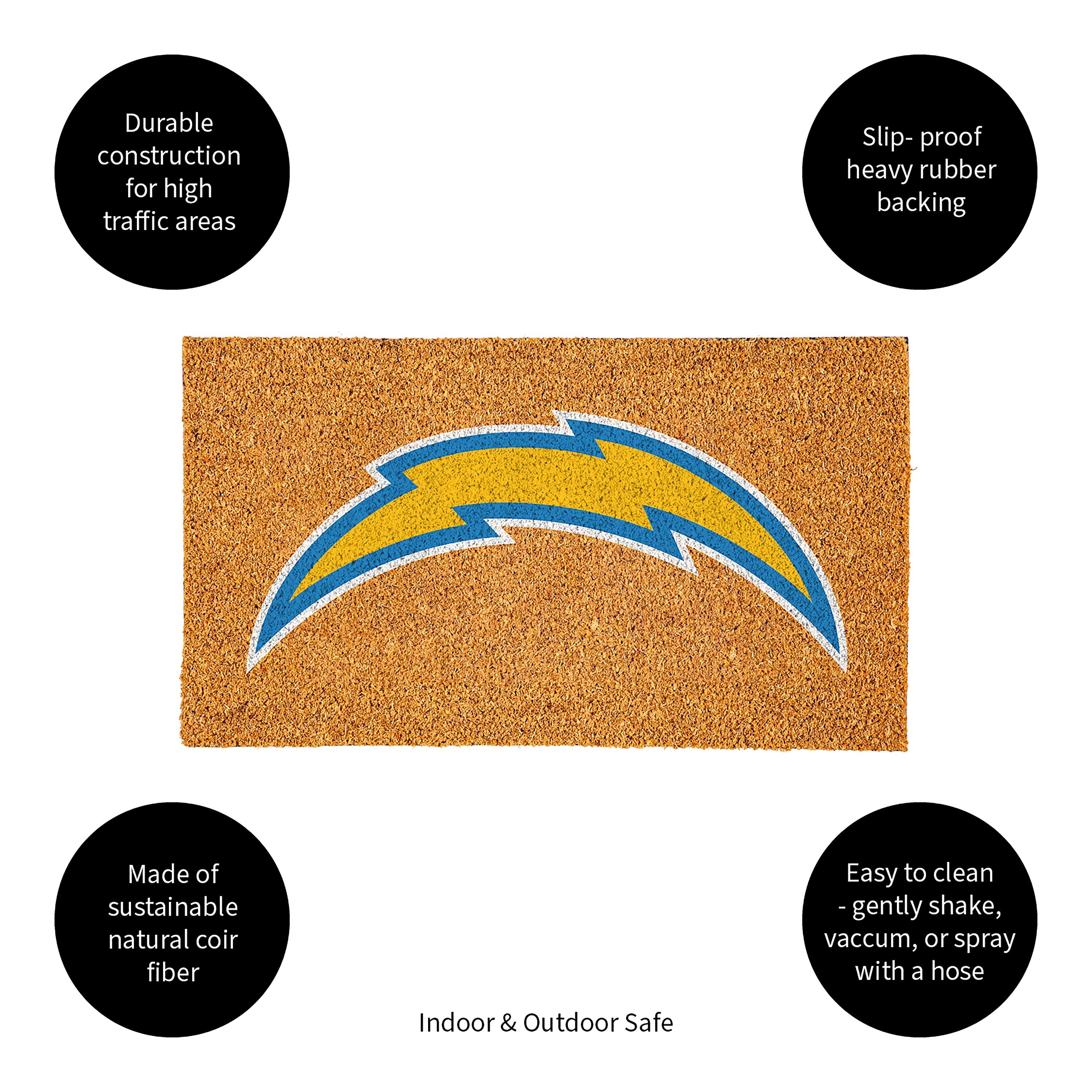 Coir Mat, 16"x28", Los Angeles Chargers