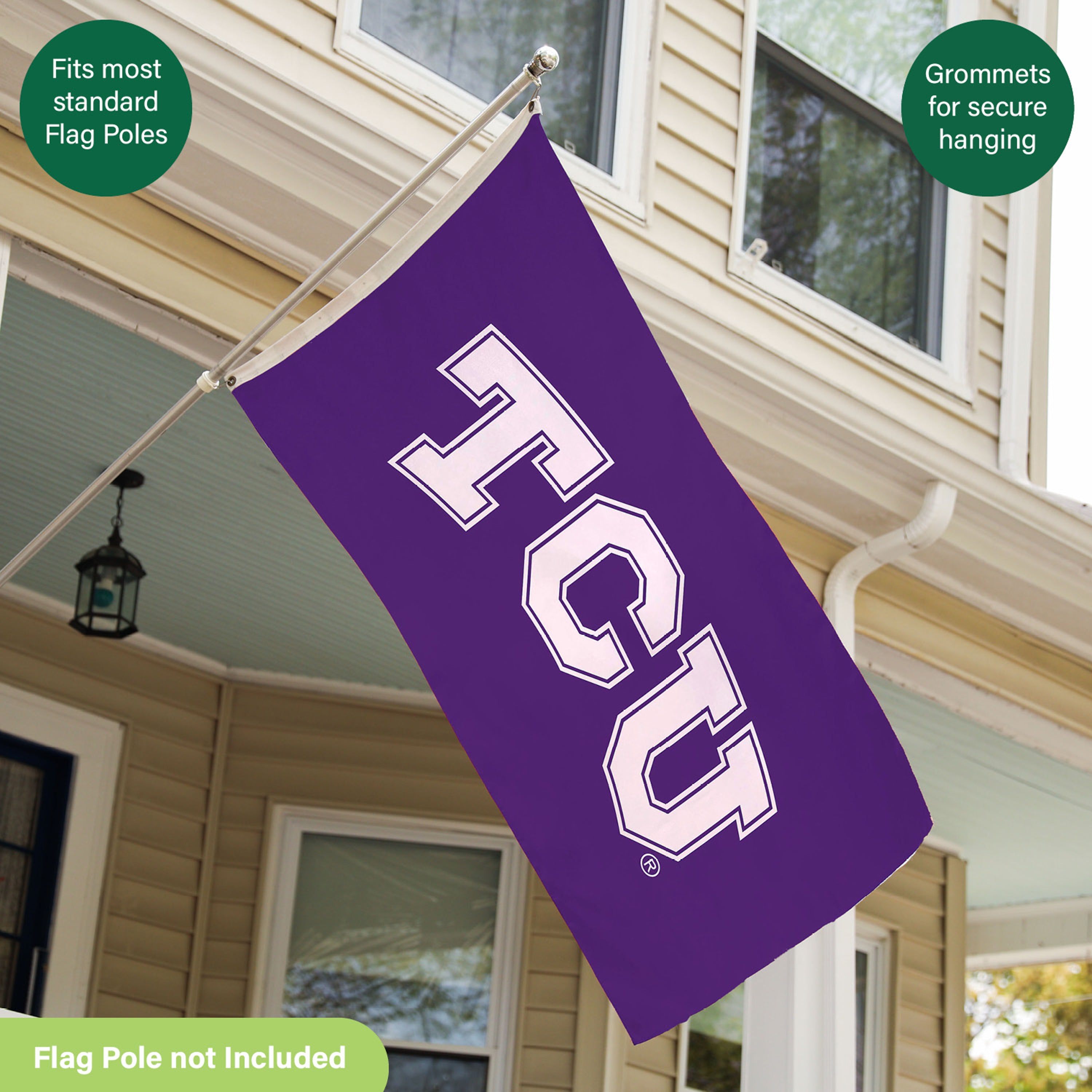 Texas Christian University Single Sided Flag w/ 2 Grommets, 3'x5'