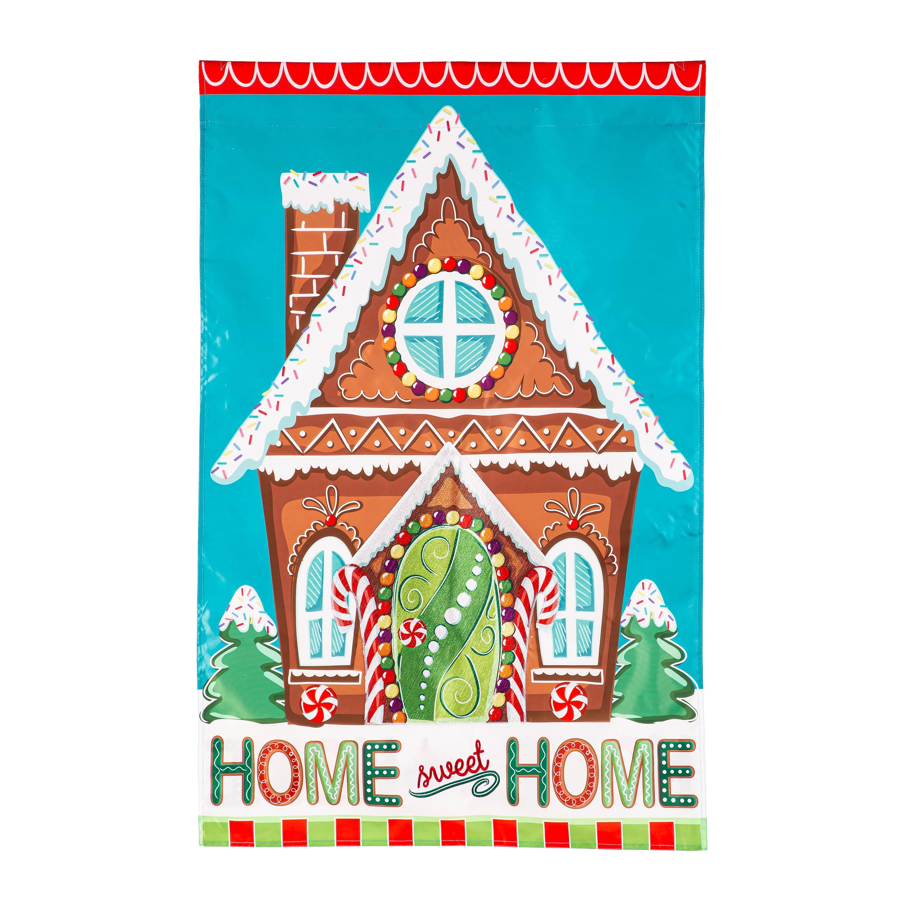 Gingerbread Home Sweet Home Applique House Flag