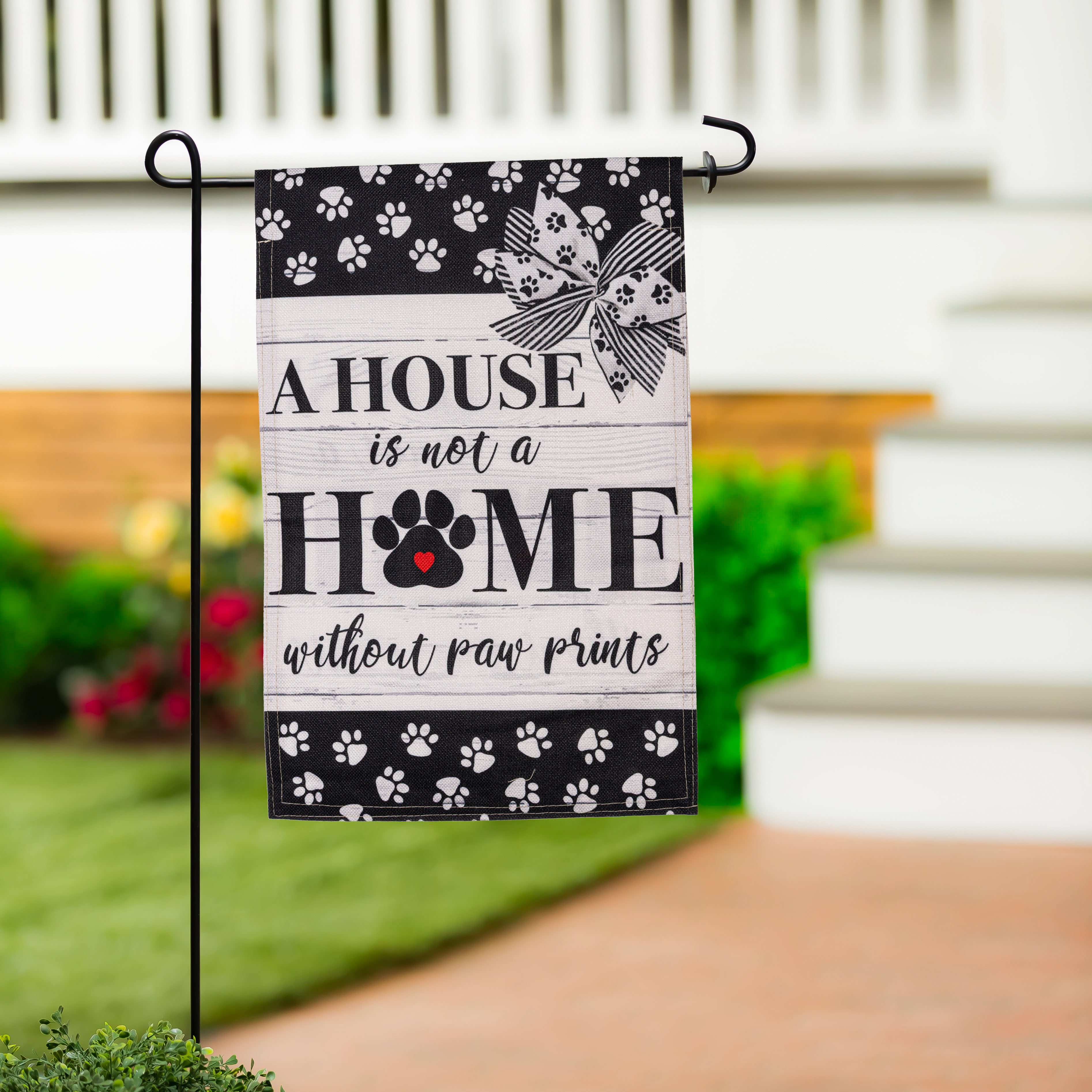 Paw Prints Garden Burlap Flag