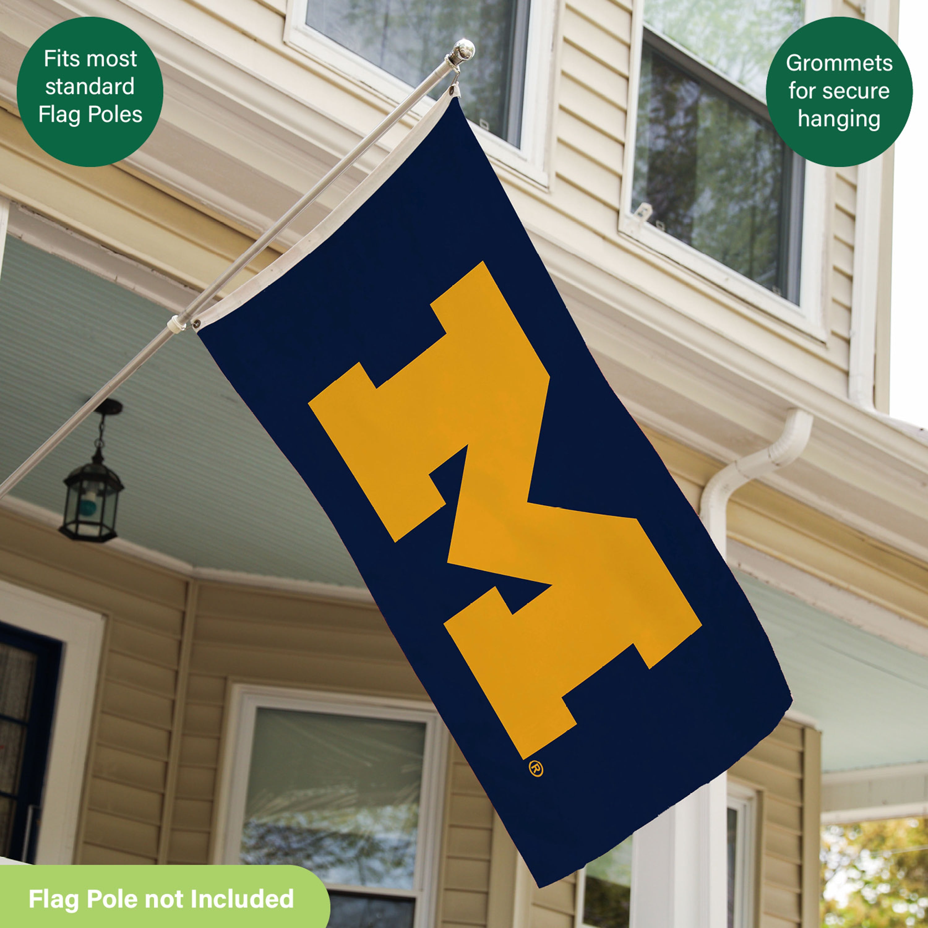 University Of Michigan Single Sided Flag w/ 2 Grommets, 3'x5'