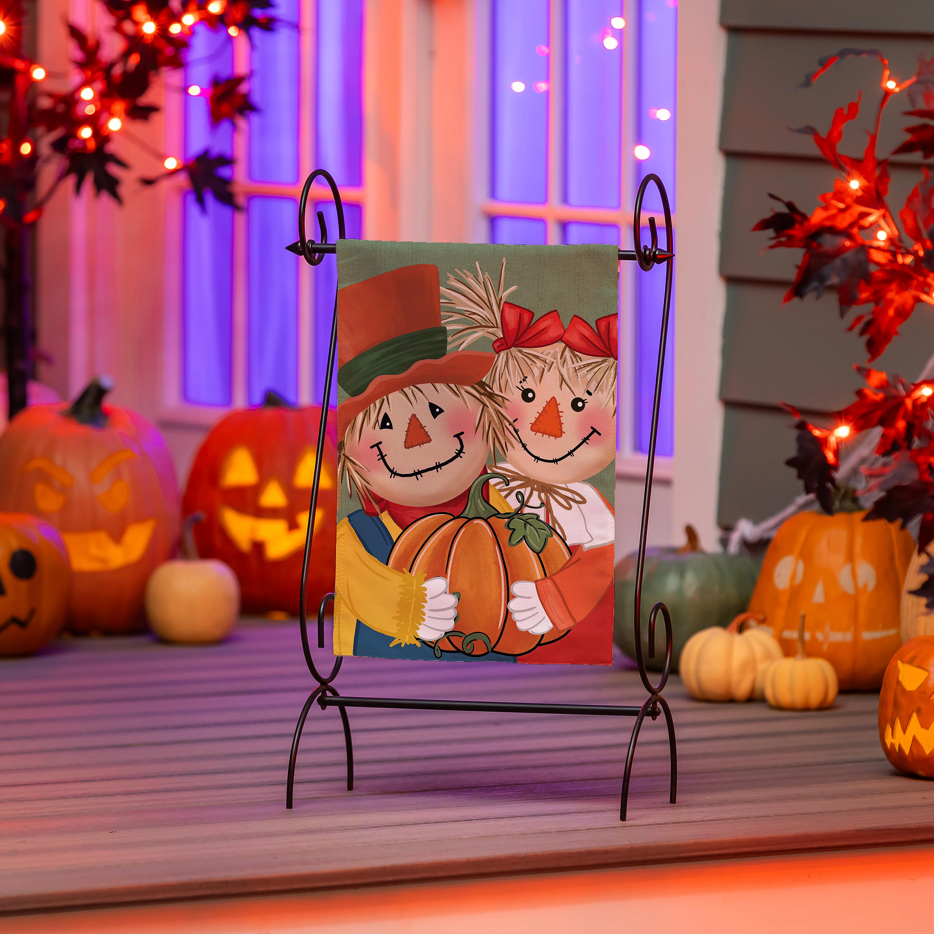 Couple Of Scarecrows Applique Garden Flag