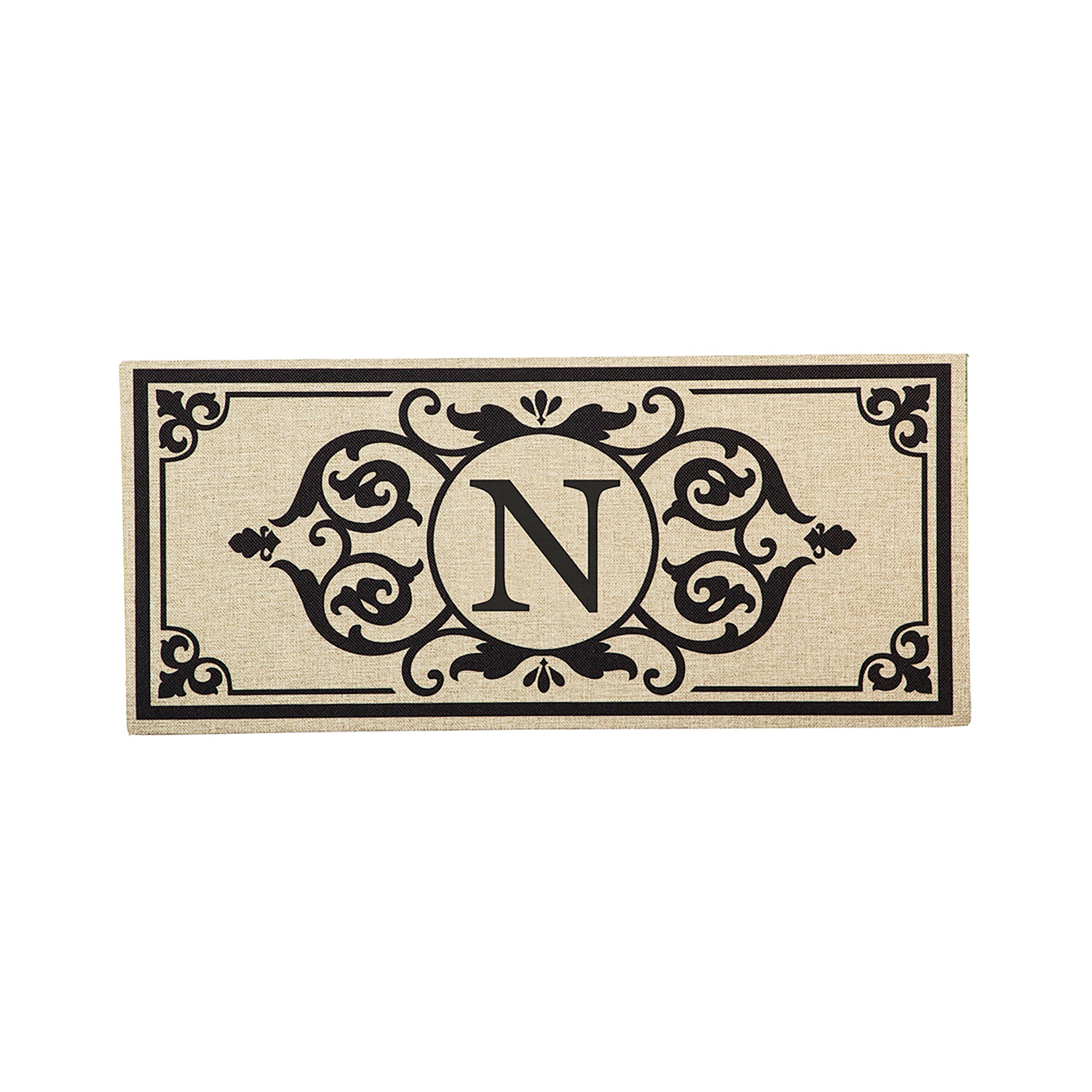 Cambridge Monogram Burlap Sassafras Switch Mat, Letter N
