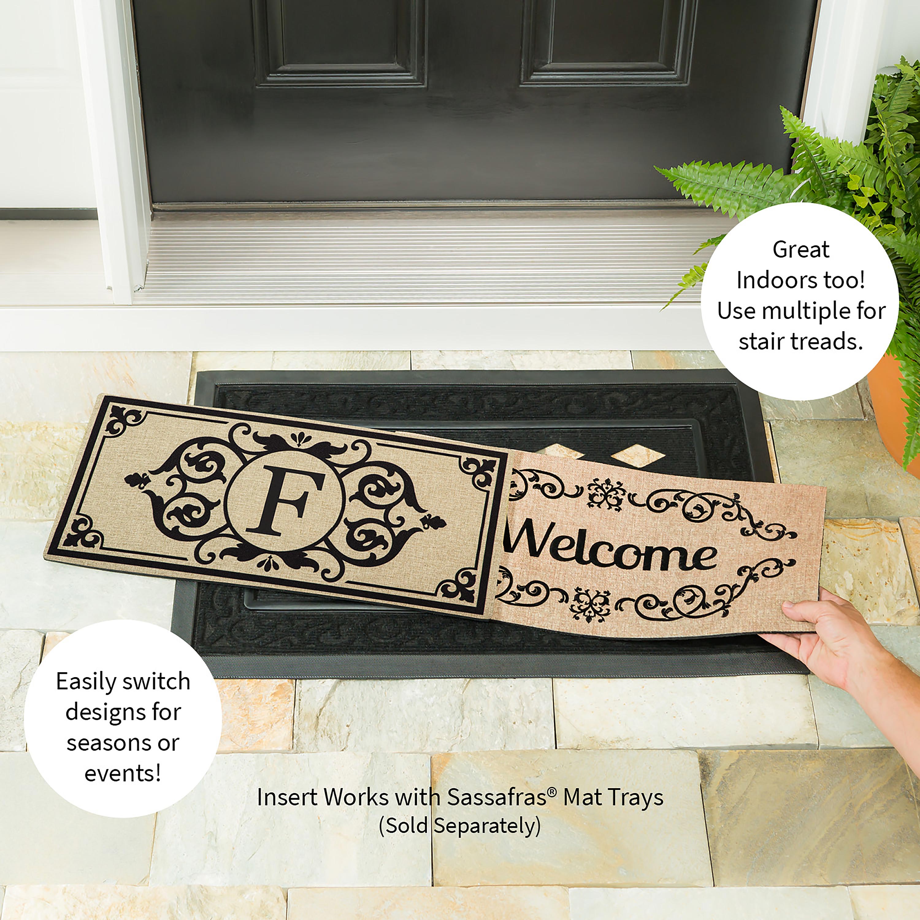 Cambridge Monogram Burlap Sassafras Switch Mat, Letter F