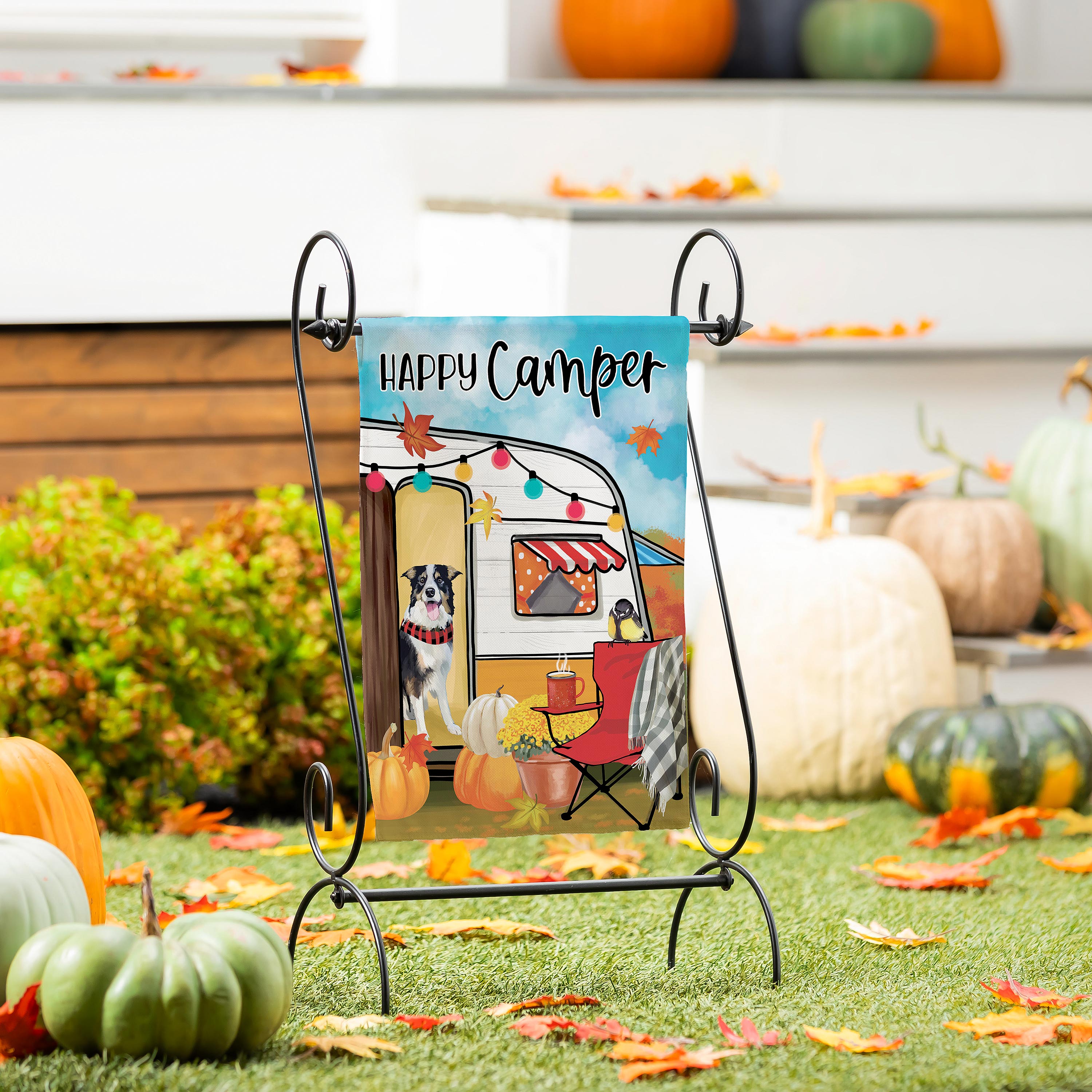Fall For Camping Suede Garden Flag