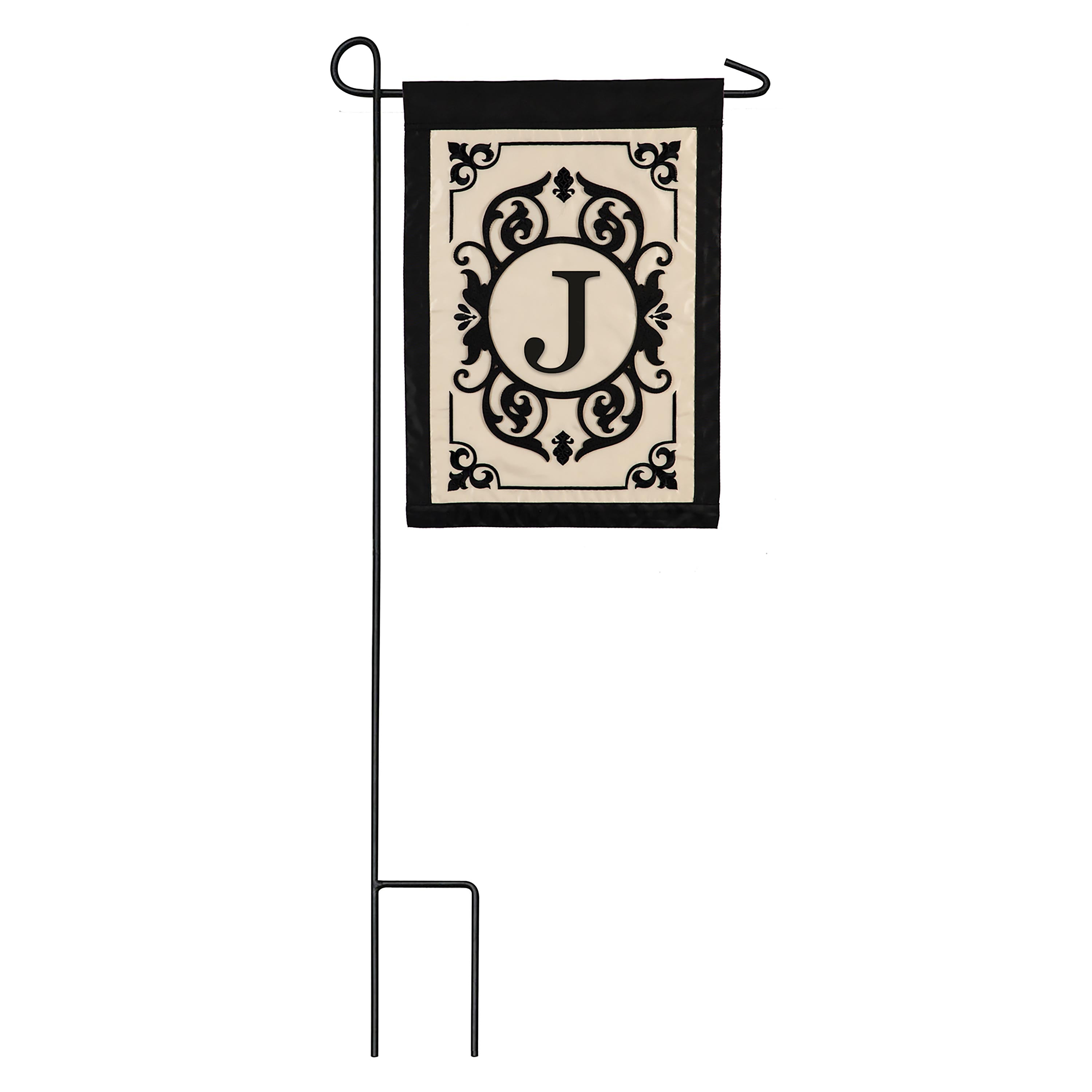 Cambridge Monogram Garden Applique Flag, Letter J