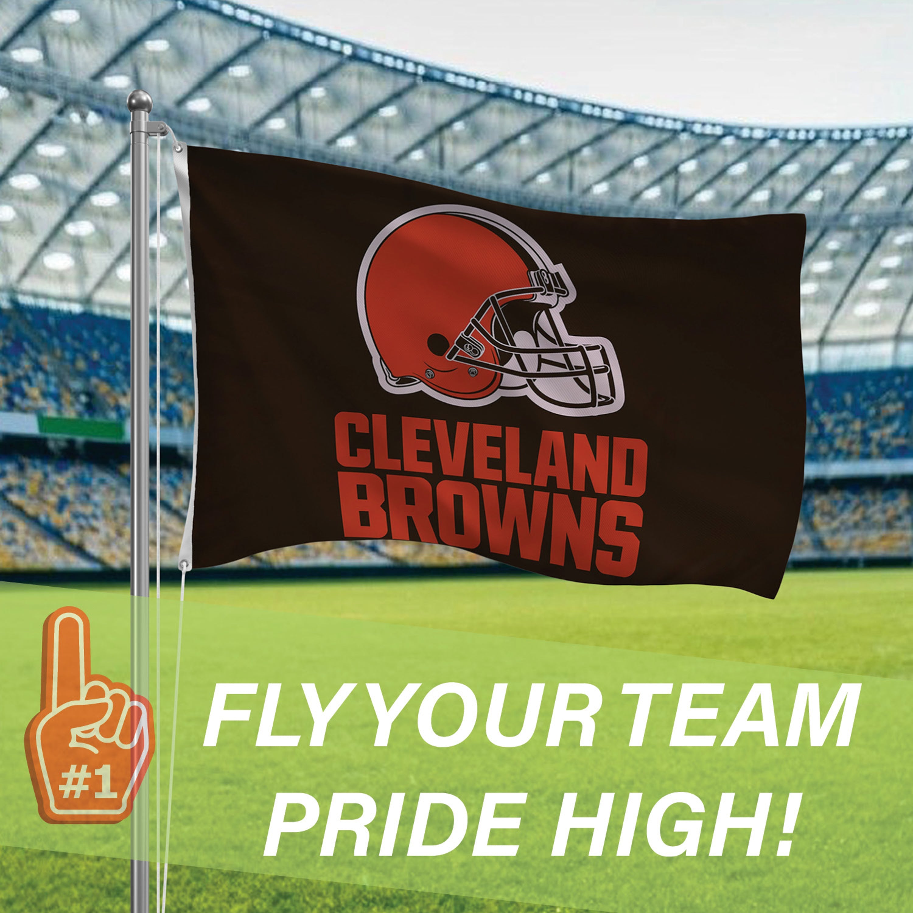 3'x5' Single Sided Flag w/ 2 Grommets, Cleveland Browns