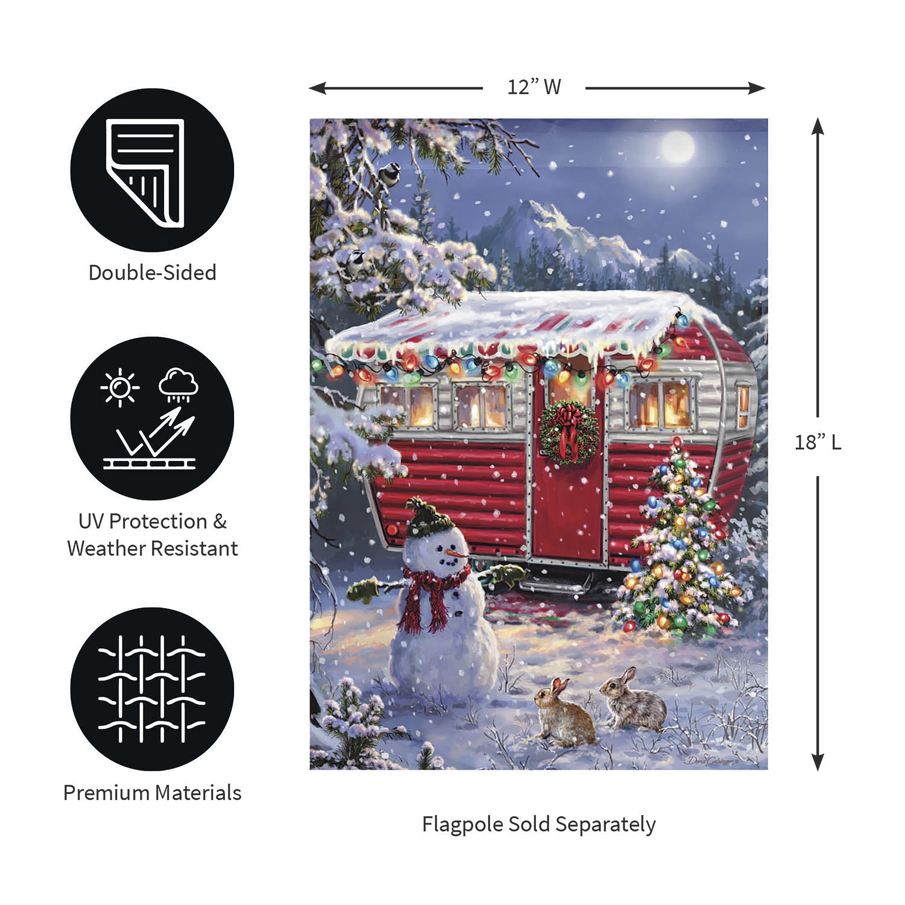 Christmas Camper Lustre Garden Flag