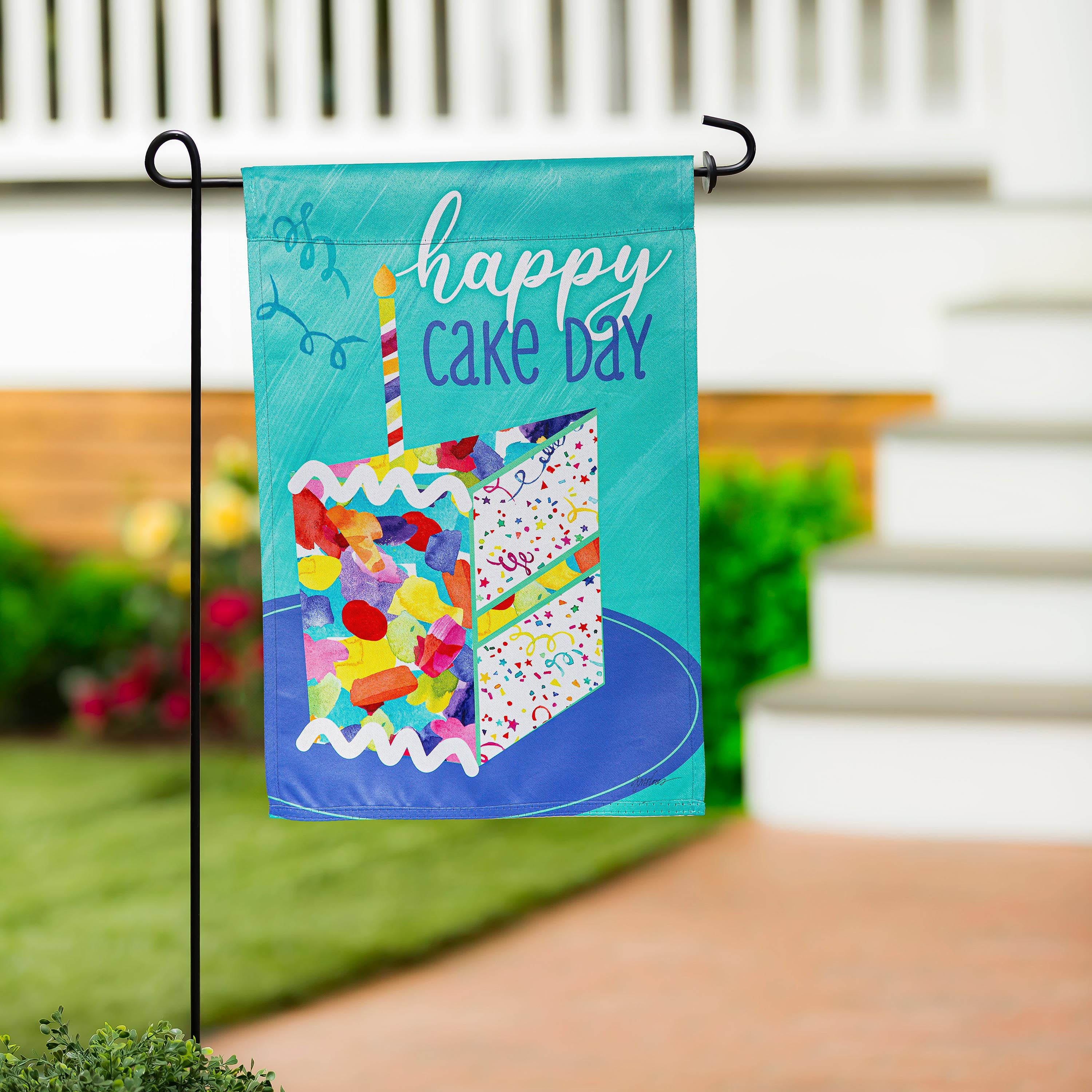 Birthday Party Reversible Suede Garden Flag