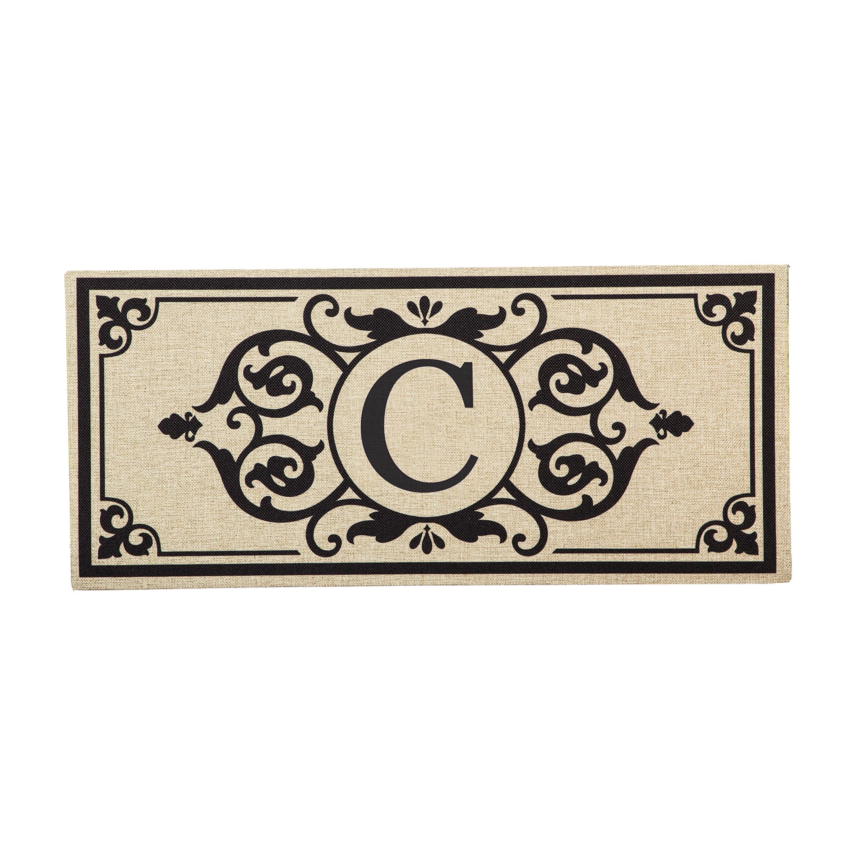 Cambridge Monogram Burlap Sassafras Switch Mat, Letter C