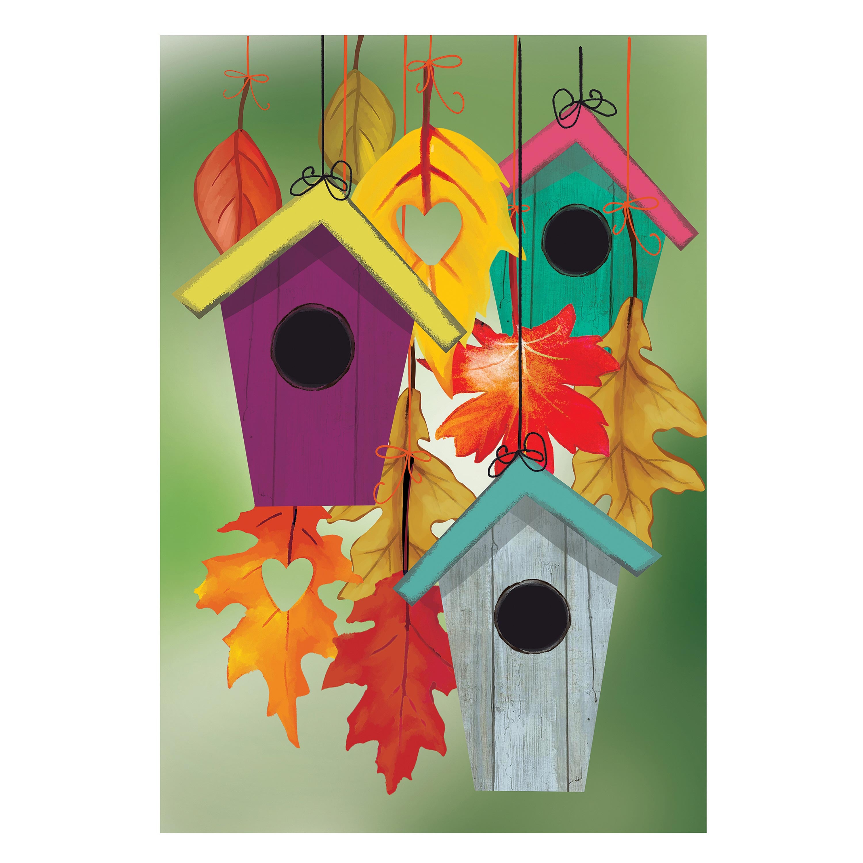 Flock Of Bird Houses Suede Garden Flag