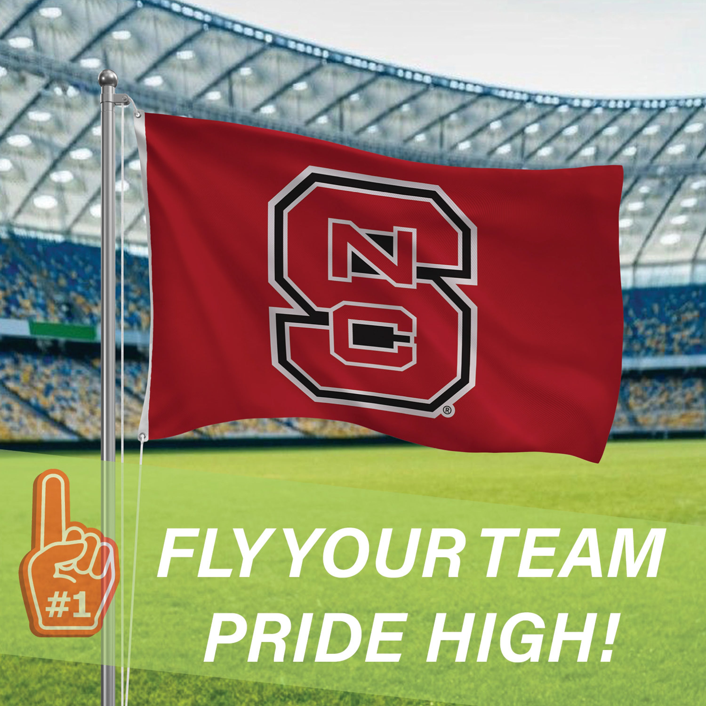 North Carolina State University Single Sided Flag w/ 2 Grommets, 3'x5'