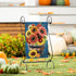 Barrel Of Blooms & Pumpkins Burlap Garden Flag