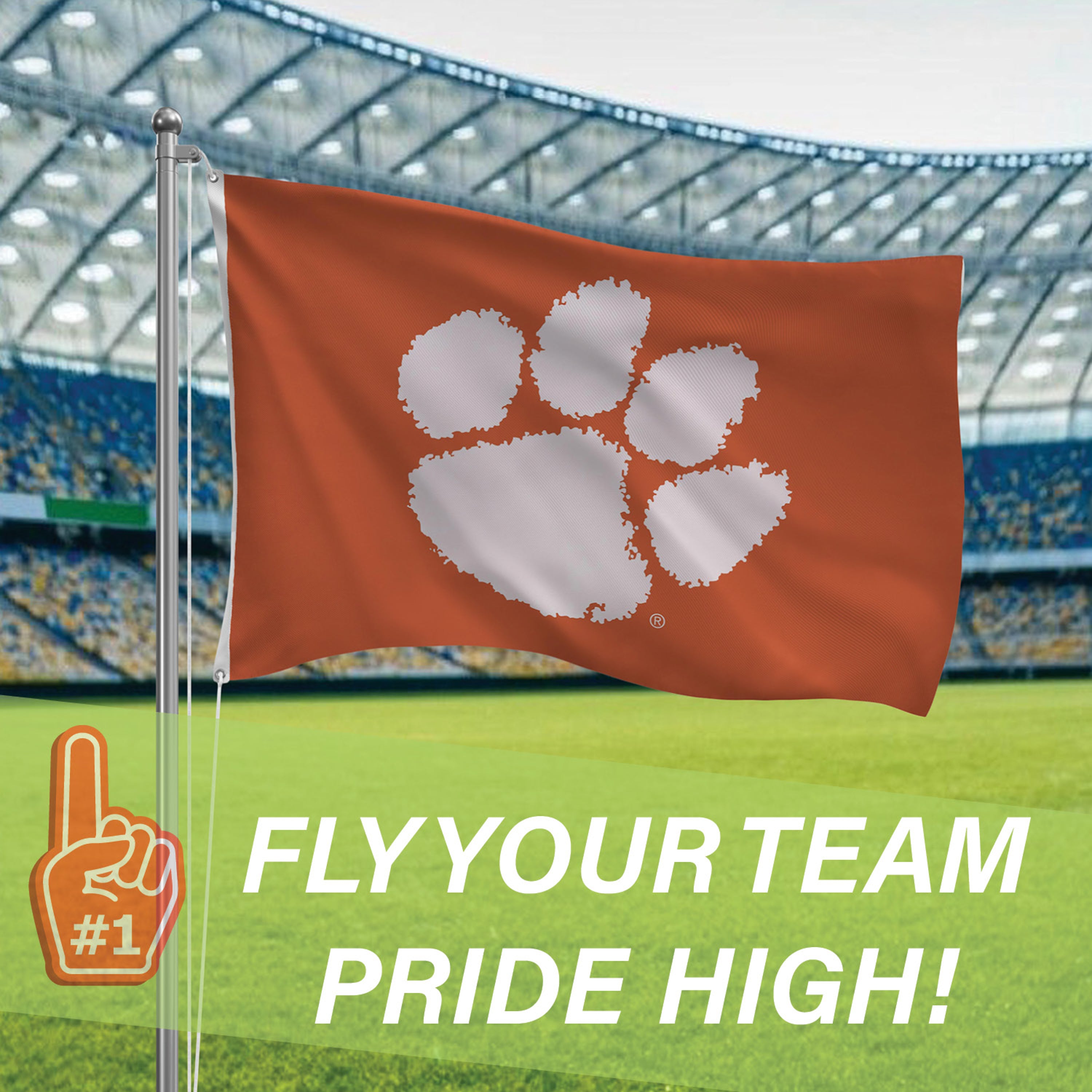 Clemson University Single Sided Estate Flag with 2 Grommets, 3'x5'