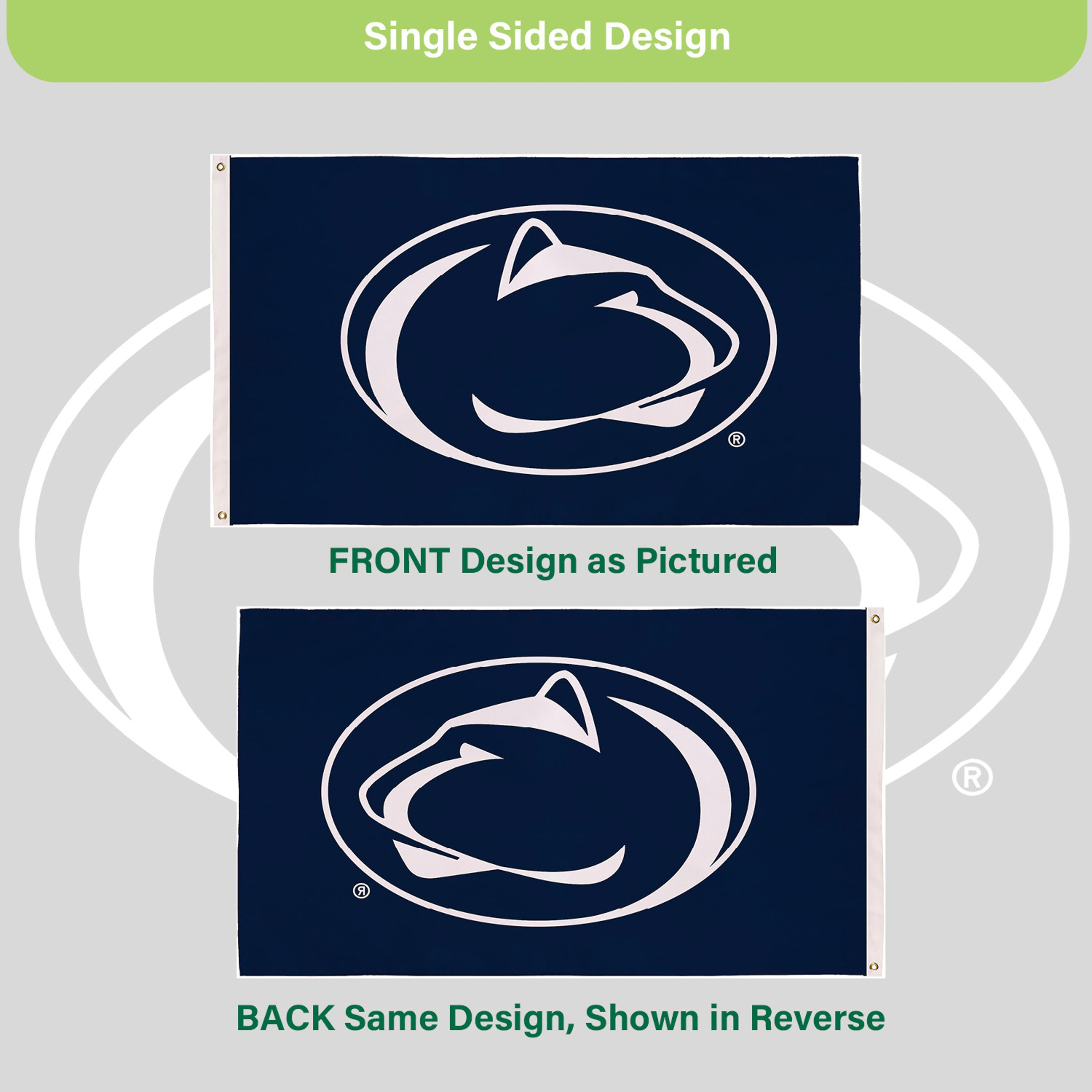 Penn State Single Sided Flag w/ 2 Grommets, 3'x5'