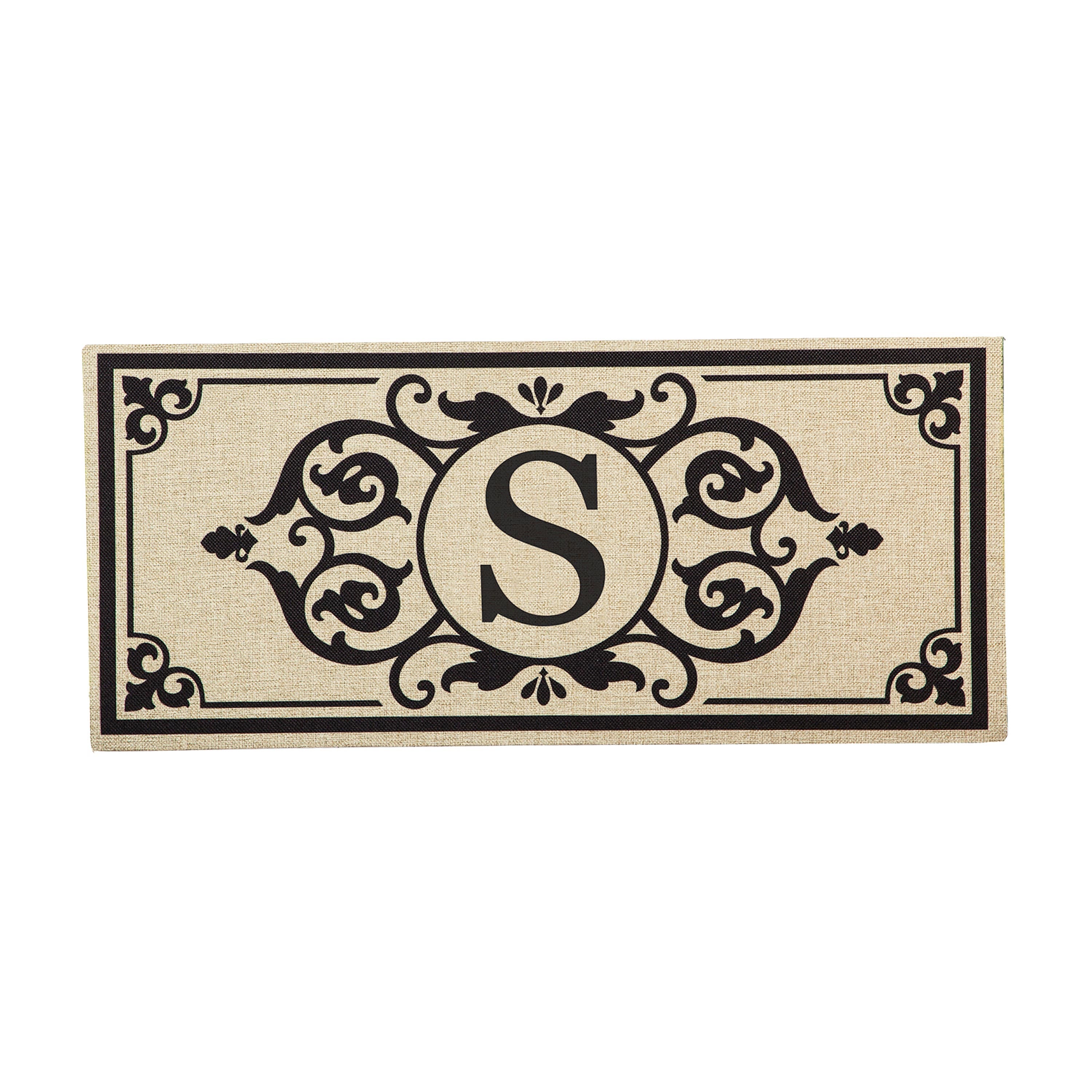 Cambridge Monogram Burlap Sassafras Switch Mat, Letter S