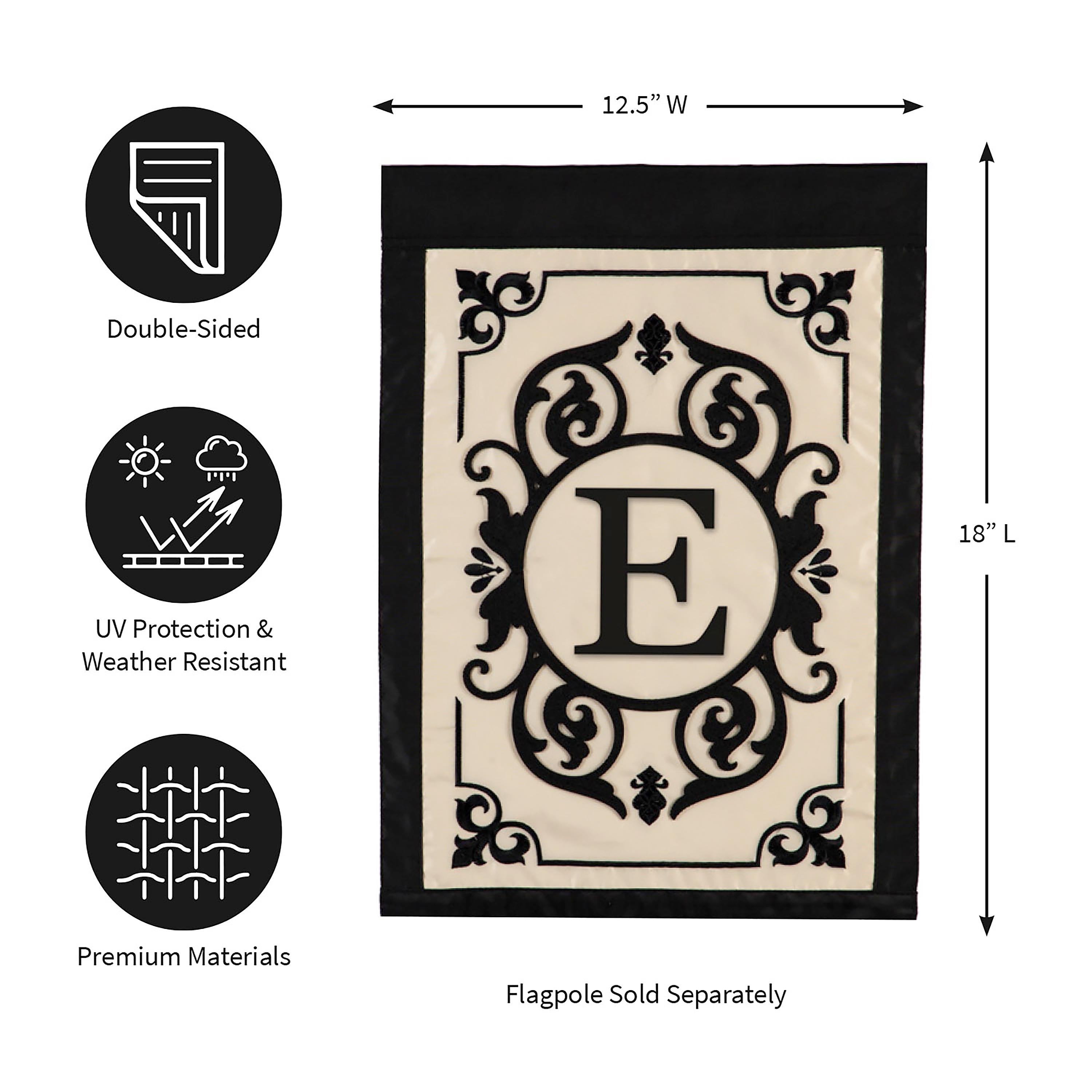 Cambridge Monogram Garden Applique Flag, Letter E