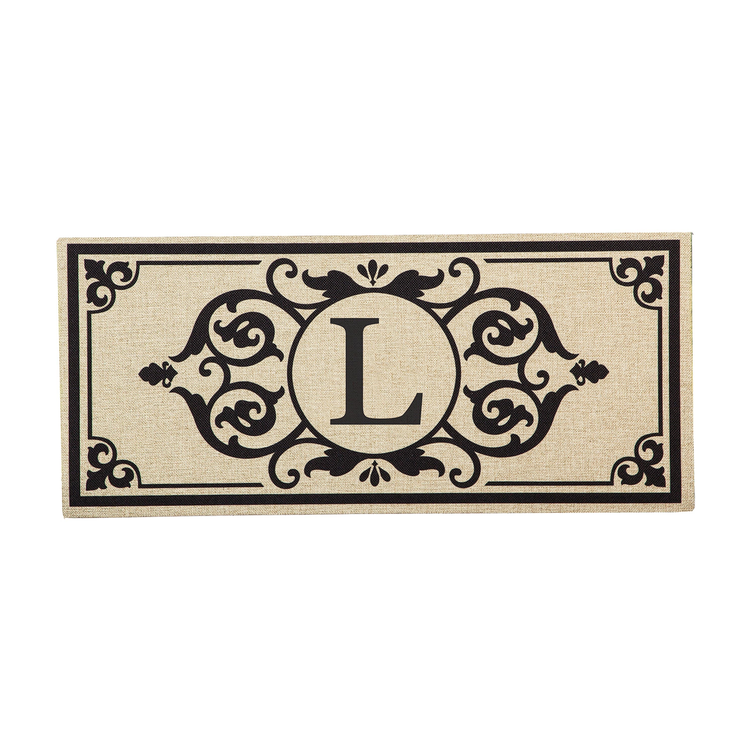 Cambridge Monogram Burlap Sassafras Switch Mat, Letter L