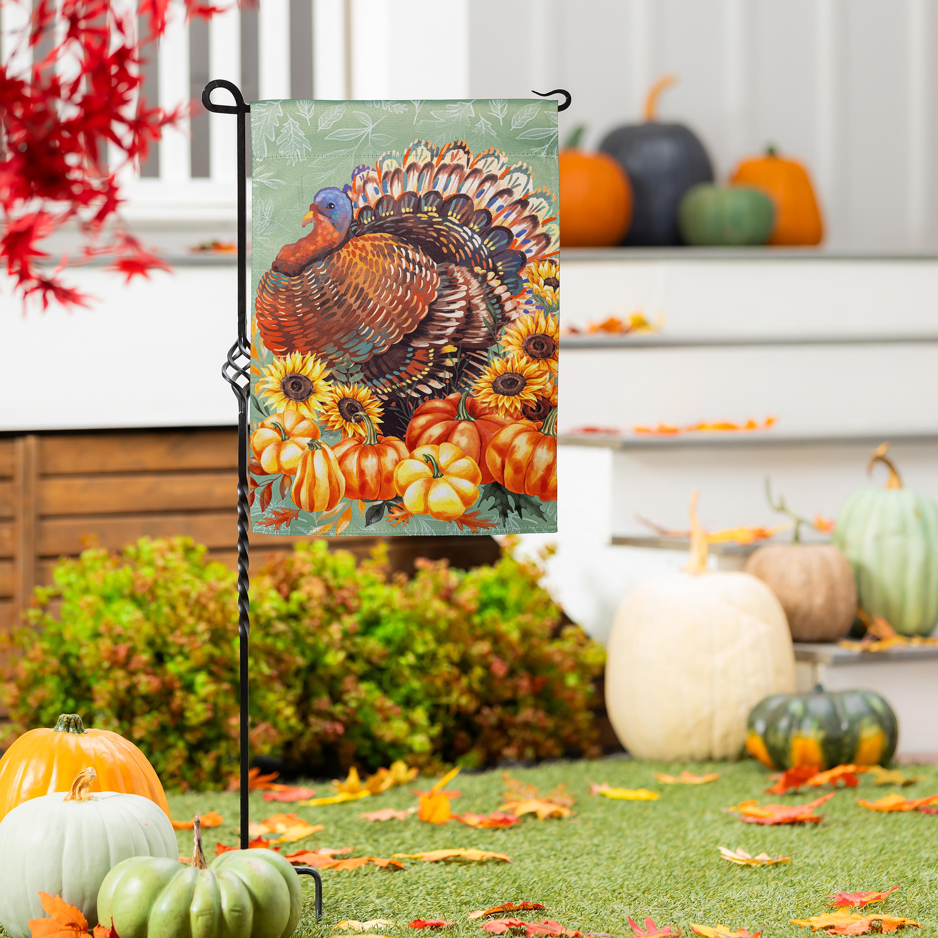 Grateful Gatherings Turkey Suede Garden Flag