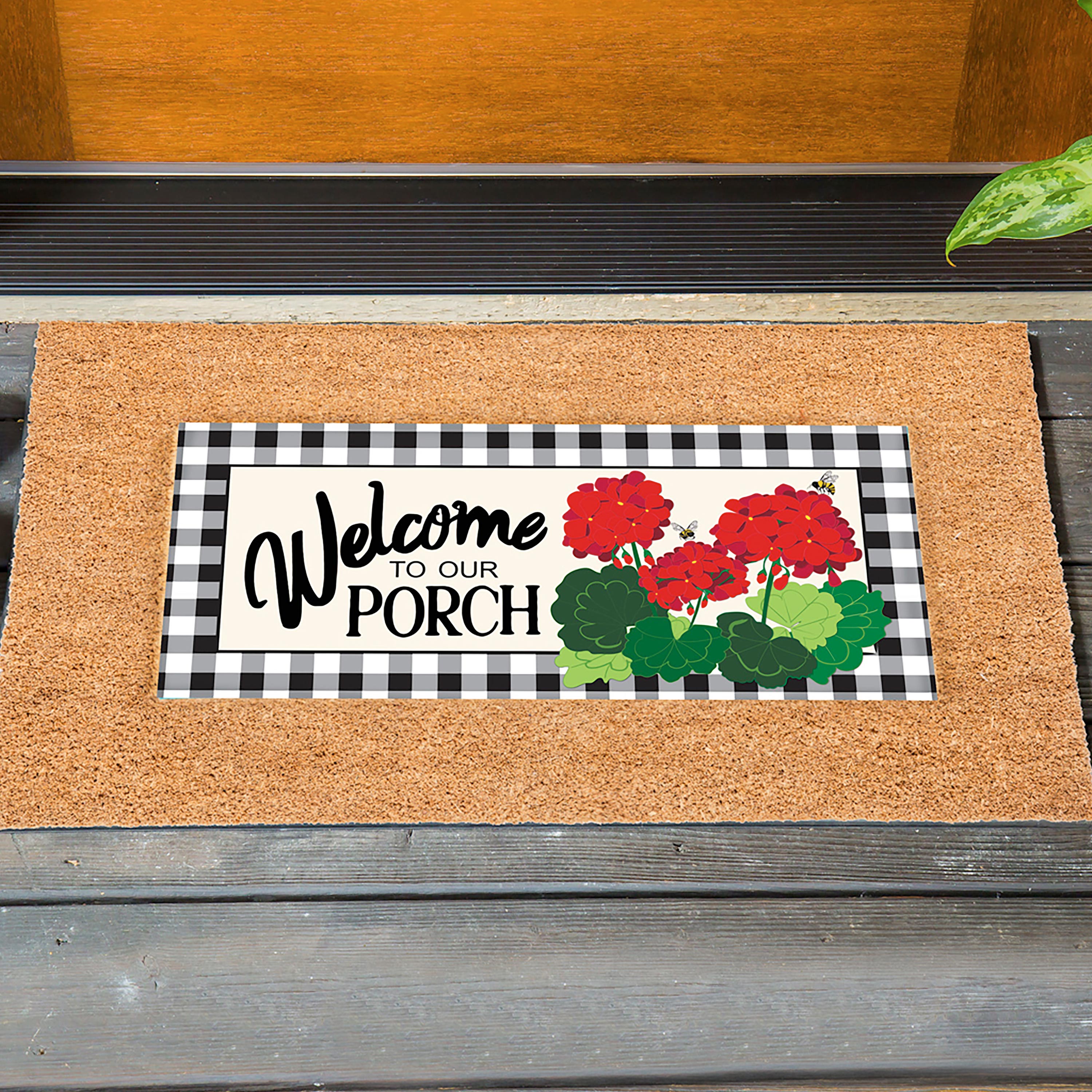 Welcome to Our Porch Geraniums Sassafras Switch Mat