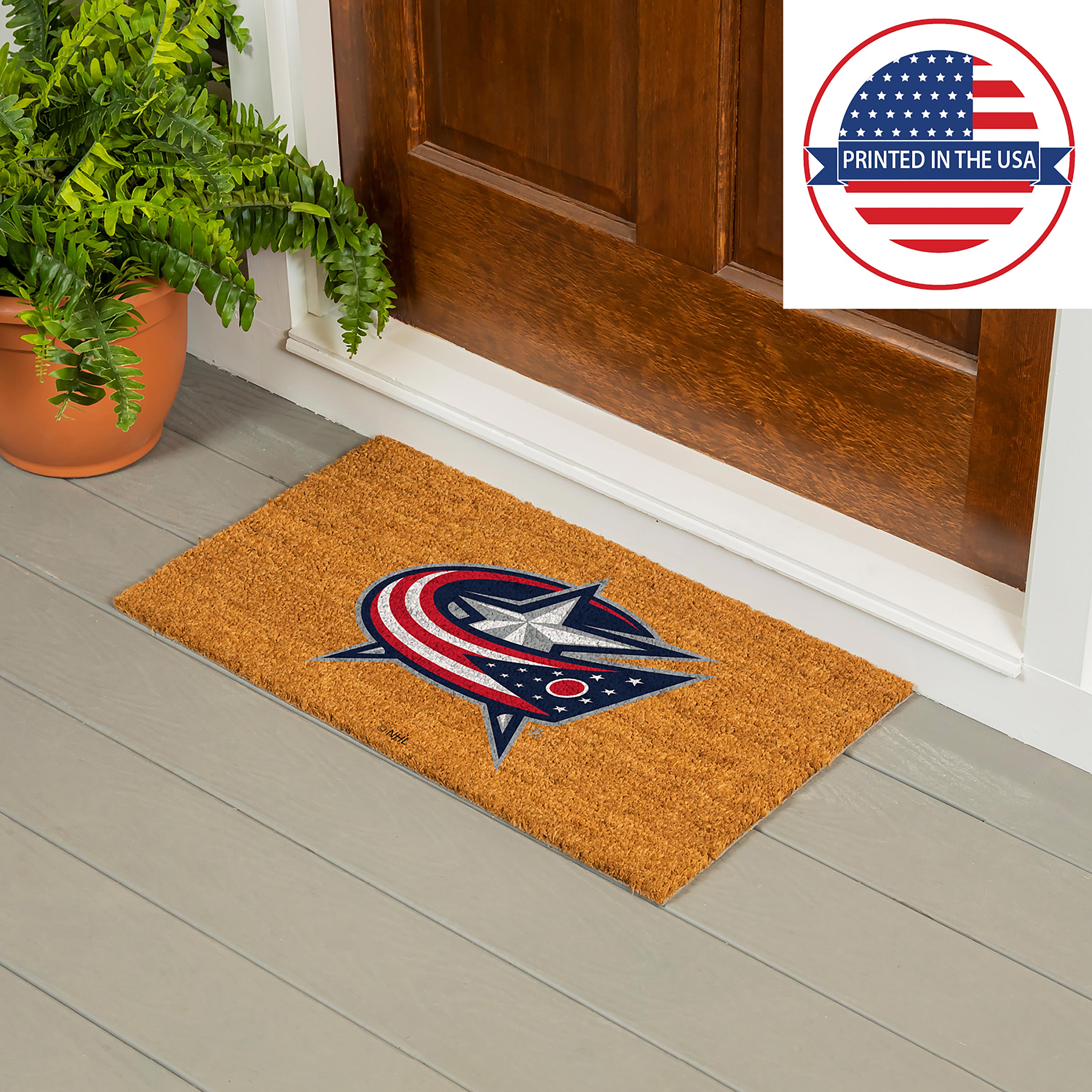 Coir Mat, 16"x28", Columbus Blue Jackets