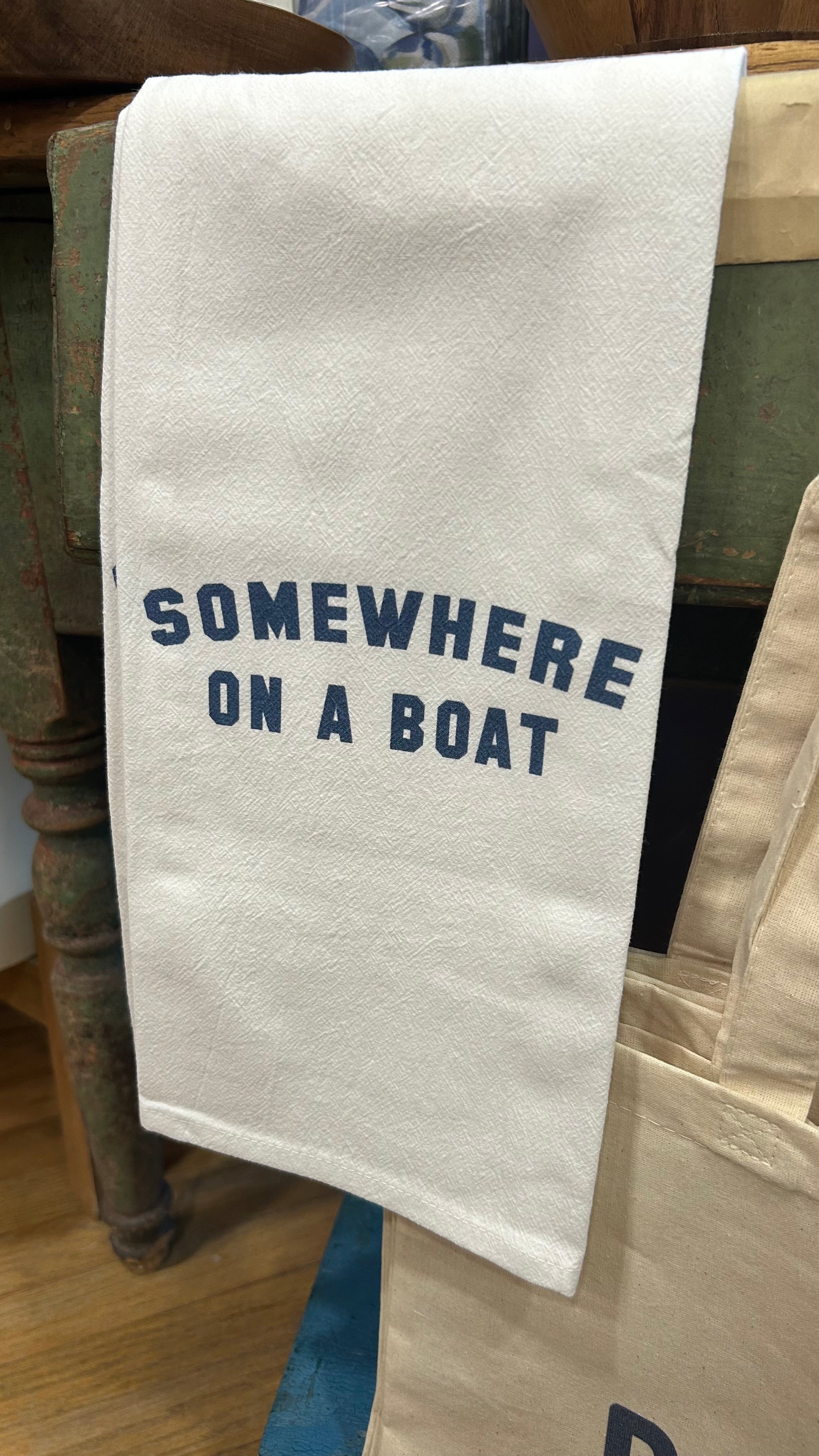 TEA TOWEL: SOMEWHERE ON A BOAT