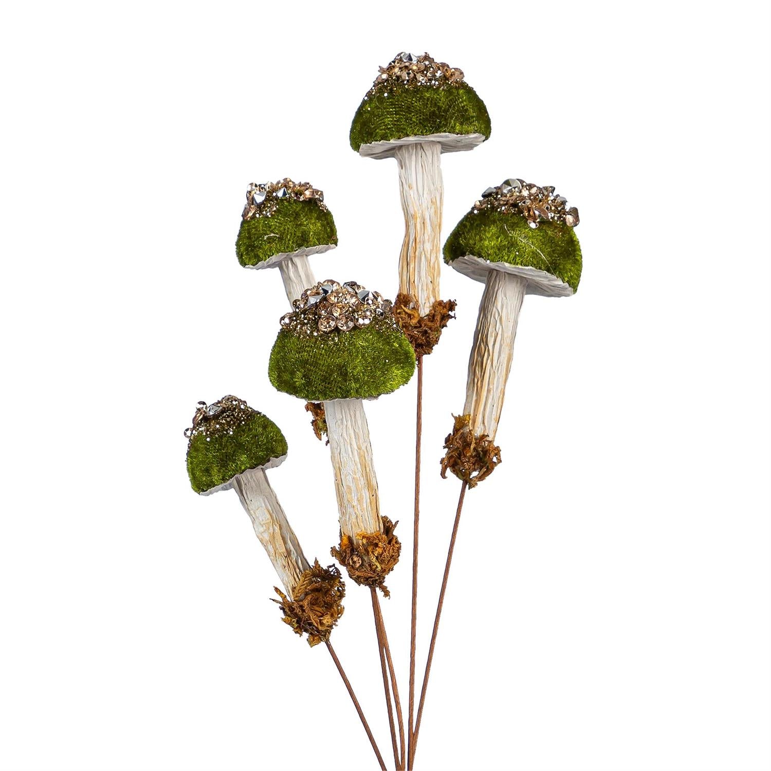 Woodland Stem Pick Mushroom with Glitter, 13"