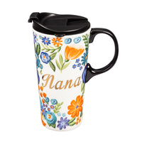 Floral 17 oz. Ceramic Travel Cup in Gift Box, Nana