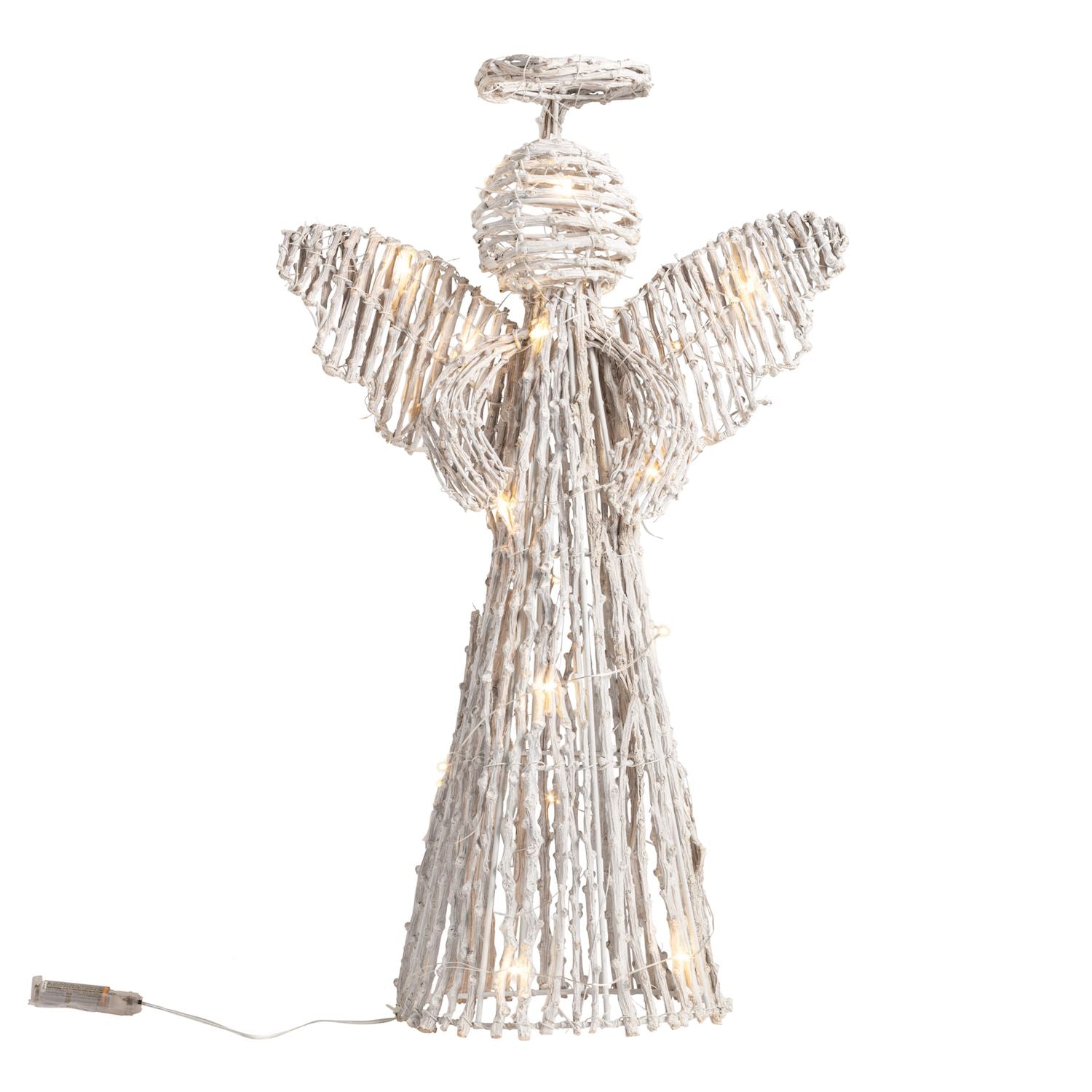 Large Light-Up Rattan Angel By Mud Pie