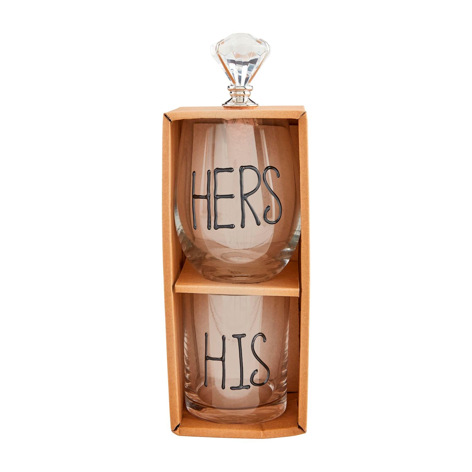 His & Hers Glass & Stopper Sets By Mud Pie