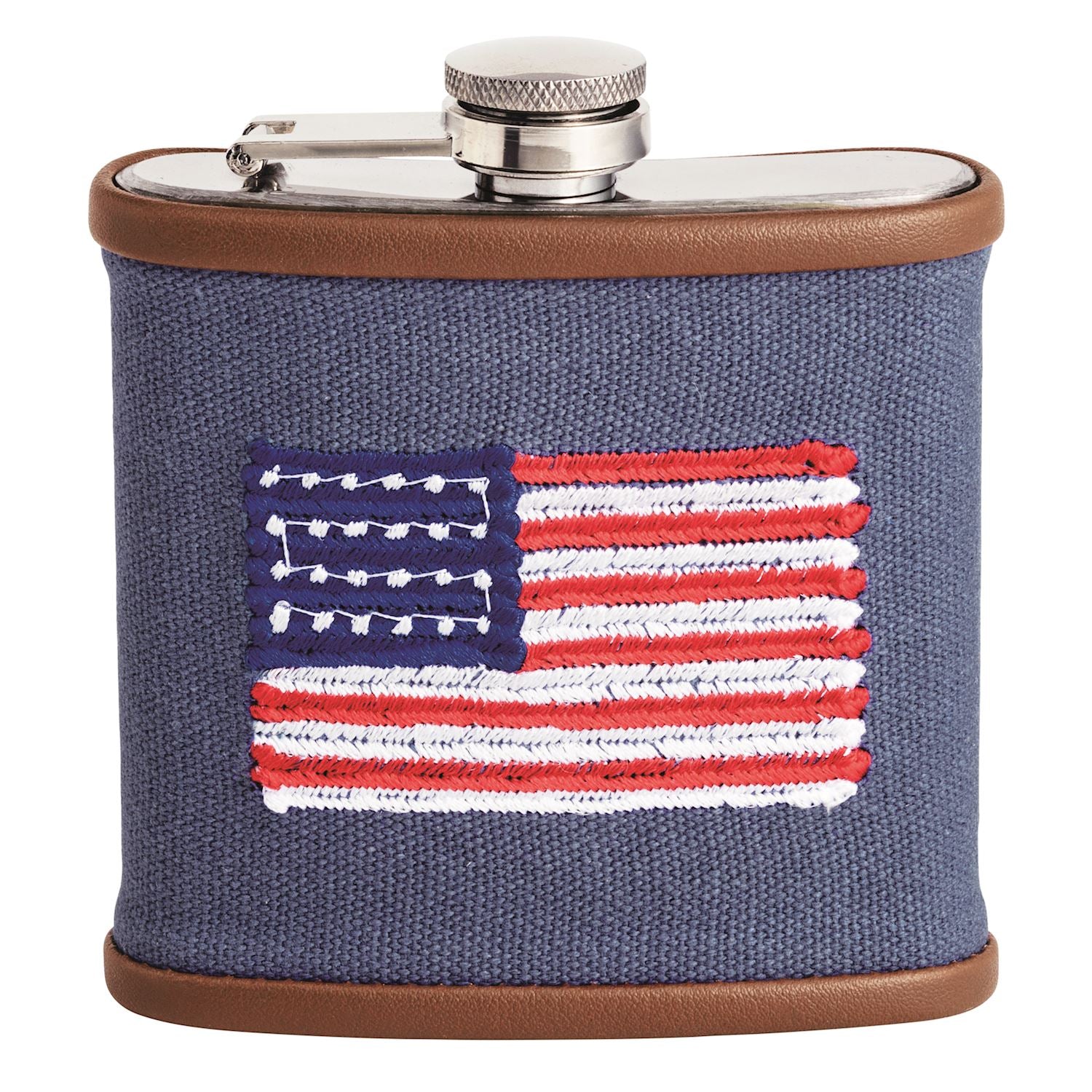 Flag Embroidered Icon Flask By Mud Pie
