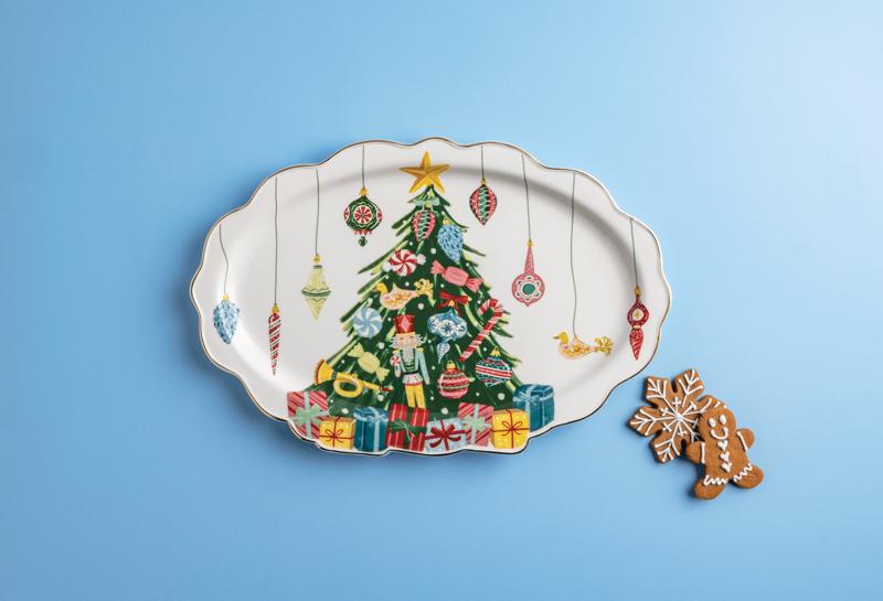 Christmas Tree Ornament and Nutcracker Platter By Mud Pie