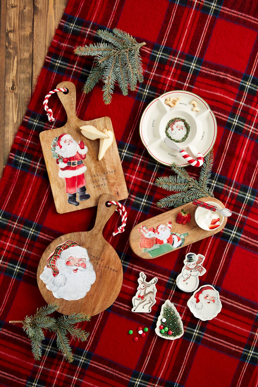 Classic Christmas Tidbit Plates By Mud Pie