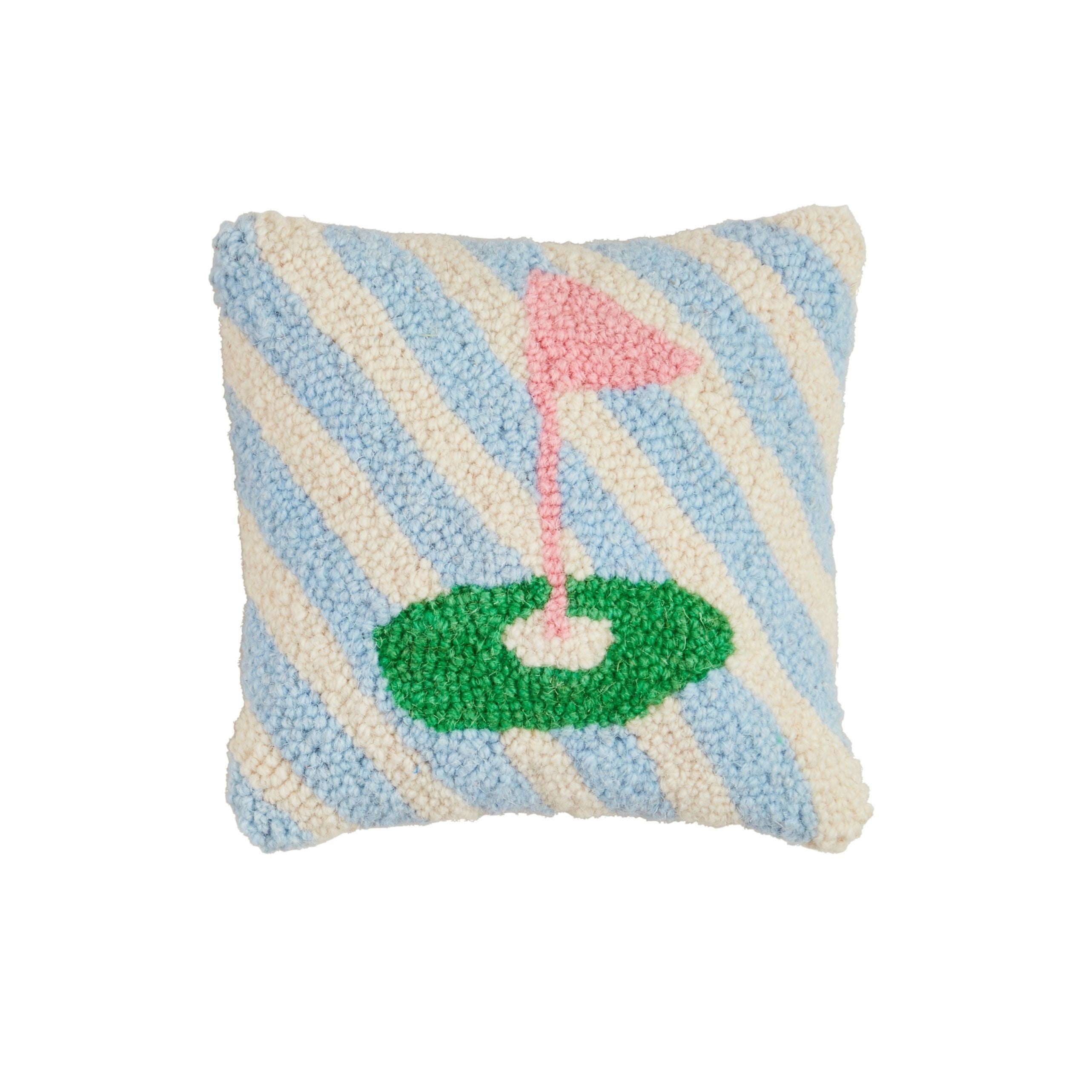Golf Mini Hooked Pillow By Mud Pie