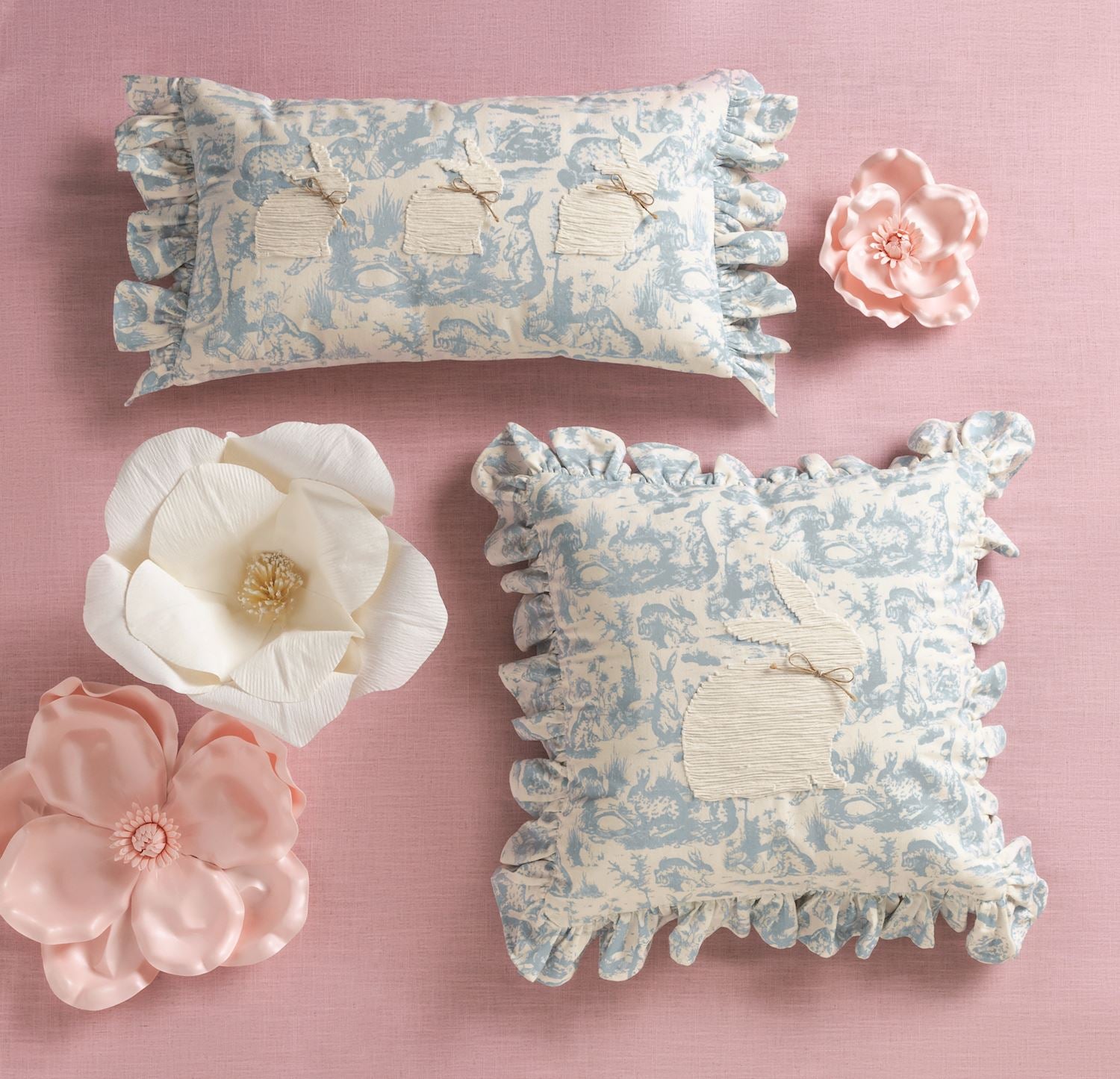 Lumbar Toile Bunny Pillow