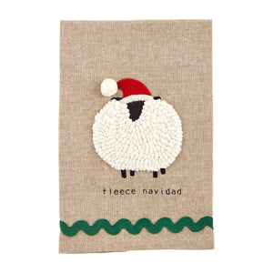 FARM CHRISTMAS EMBROIDERED TOWEL - BY MUD PIE