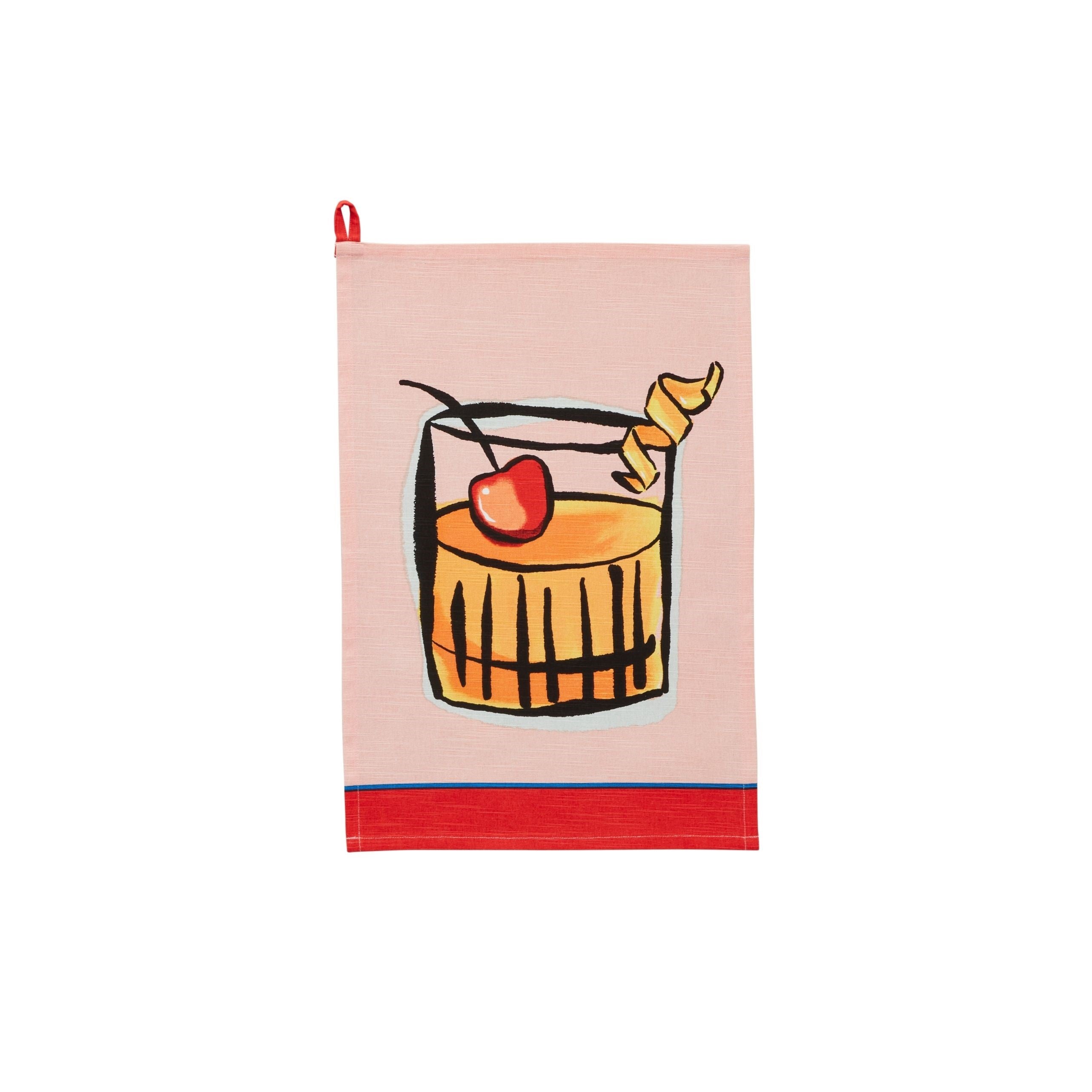 Old Fashioned Colored Trim Cocktail Towel By Mud Pie