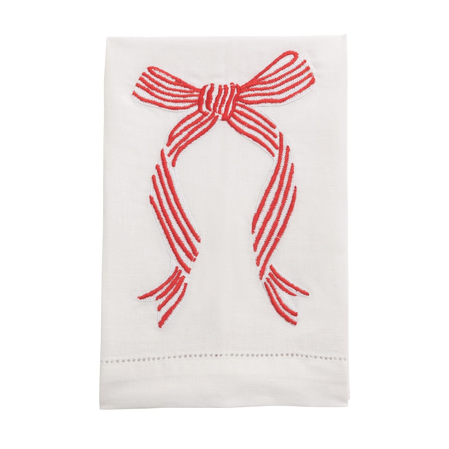 STRIPED BOW EMBROIDERED TOWEL By Mud Pie