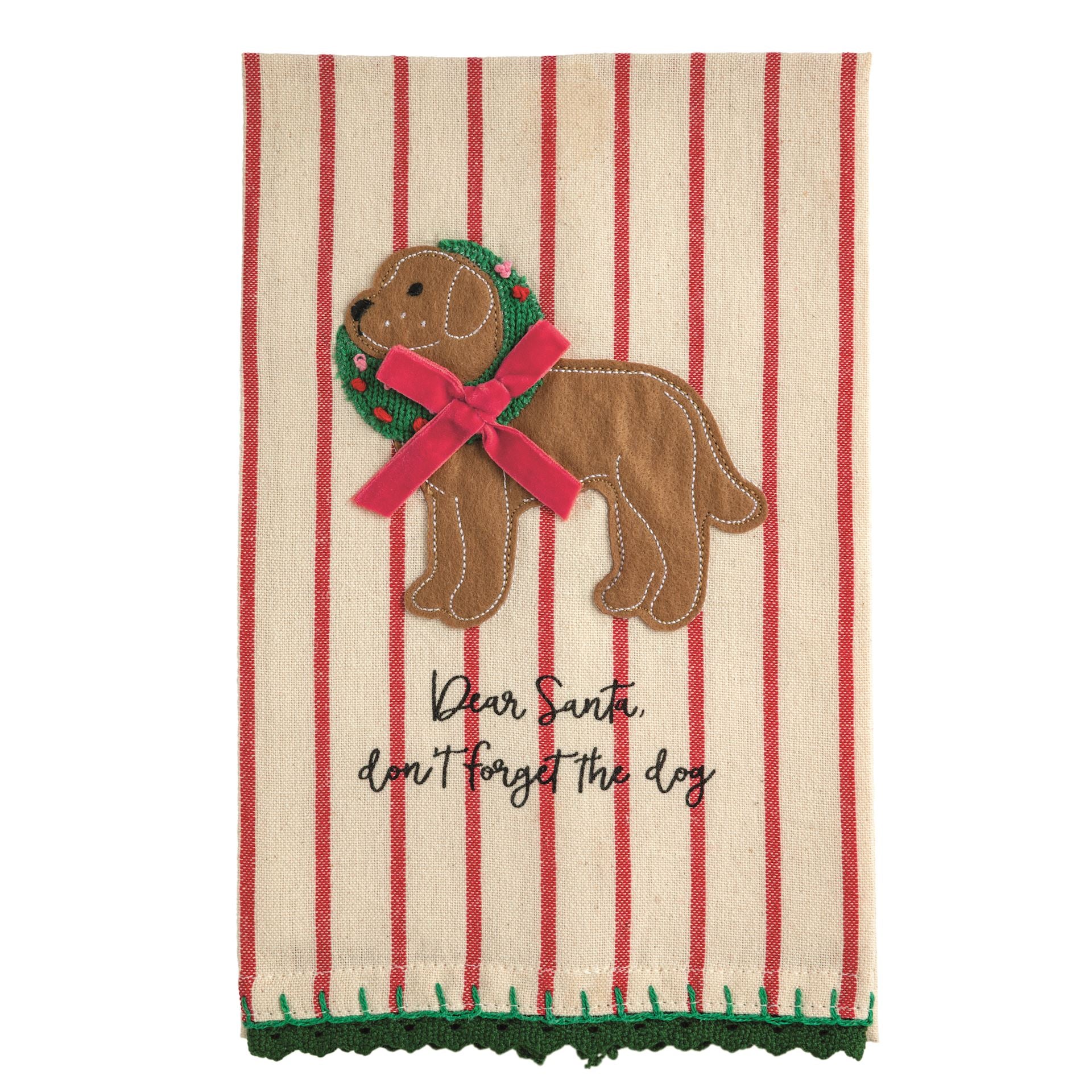 Dog Christmas Applique Towel by Mud Pie