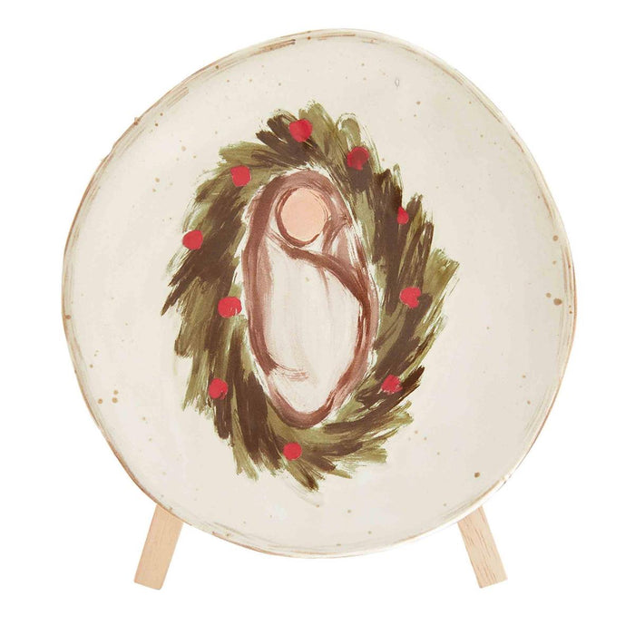 NATIVITY PLATE AND STAND - BY MUD PIE