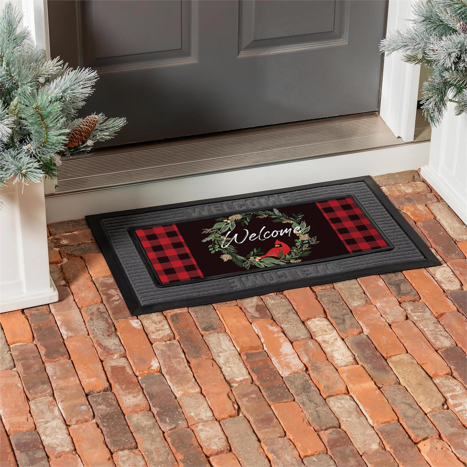 Welcoming Cardinal Wreath Sassafras Switch Mat