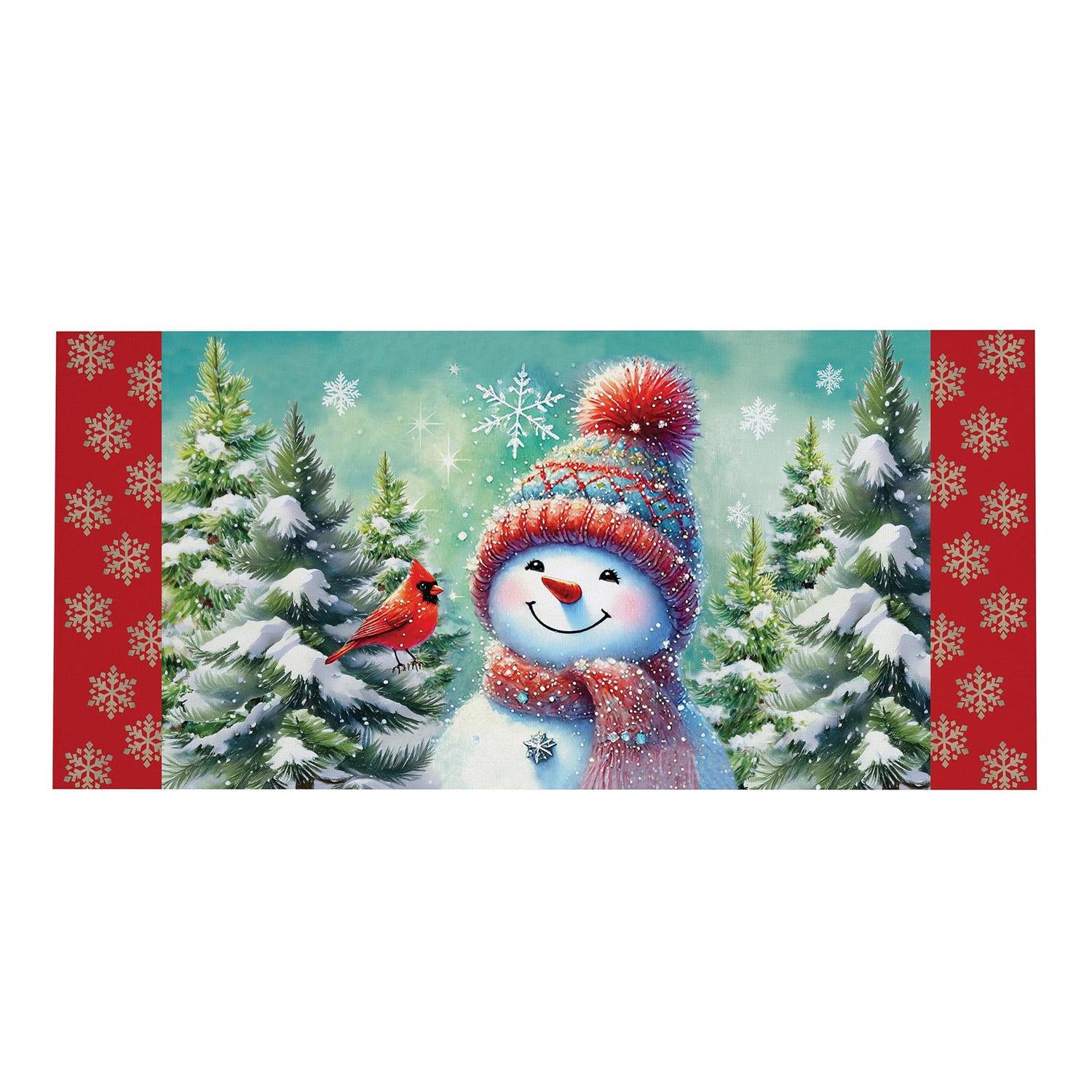 Snowman With Cardinal Friend Sassafras Switch Mat