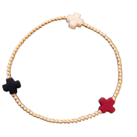 signature cross gold pattern 2mm bead bracelet - Firecracker by enewton