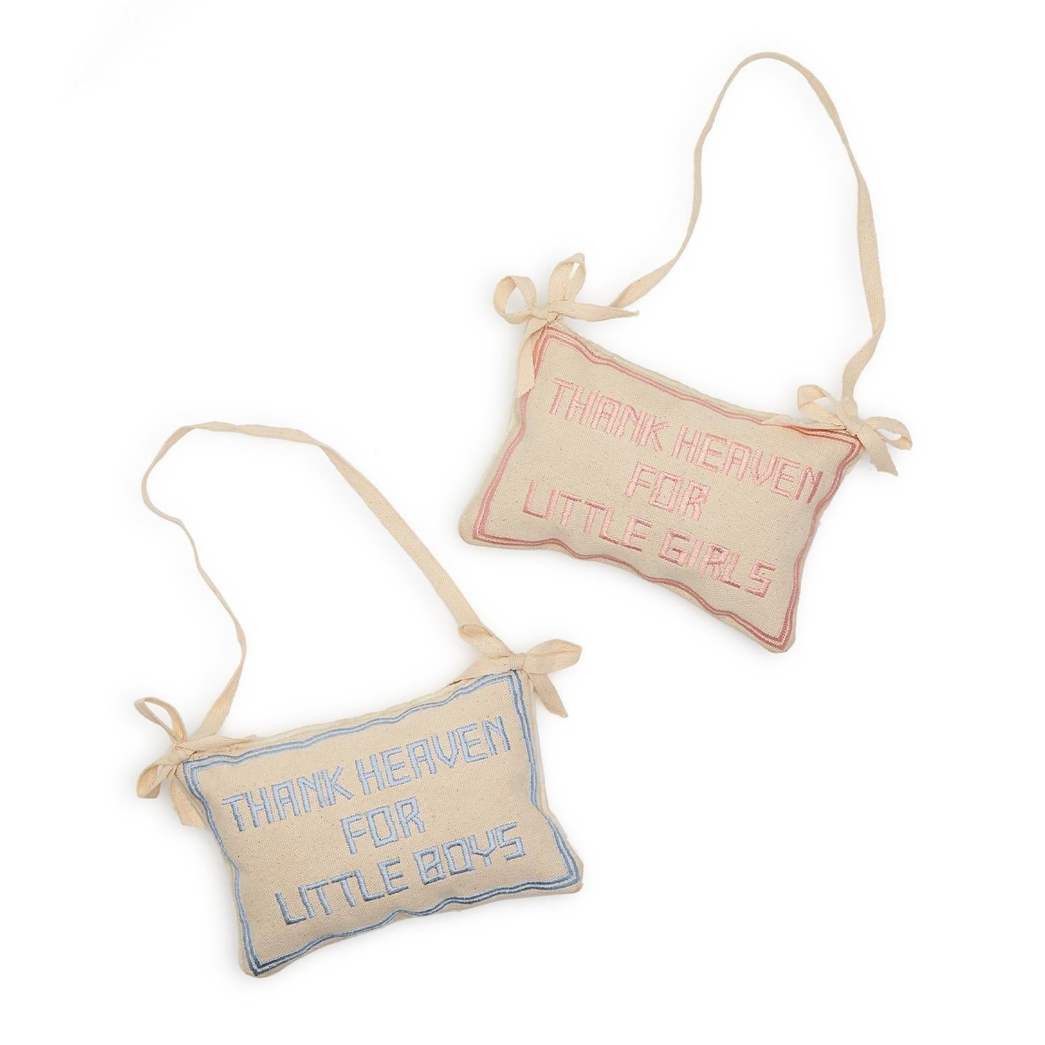 Thank Heaven Embroidered Pillow Door Hanger