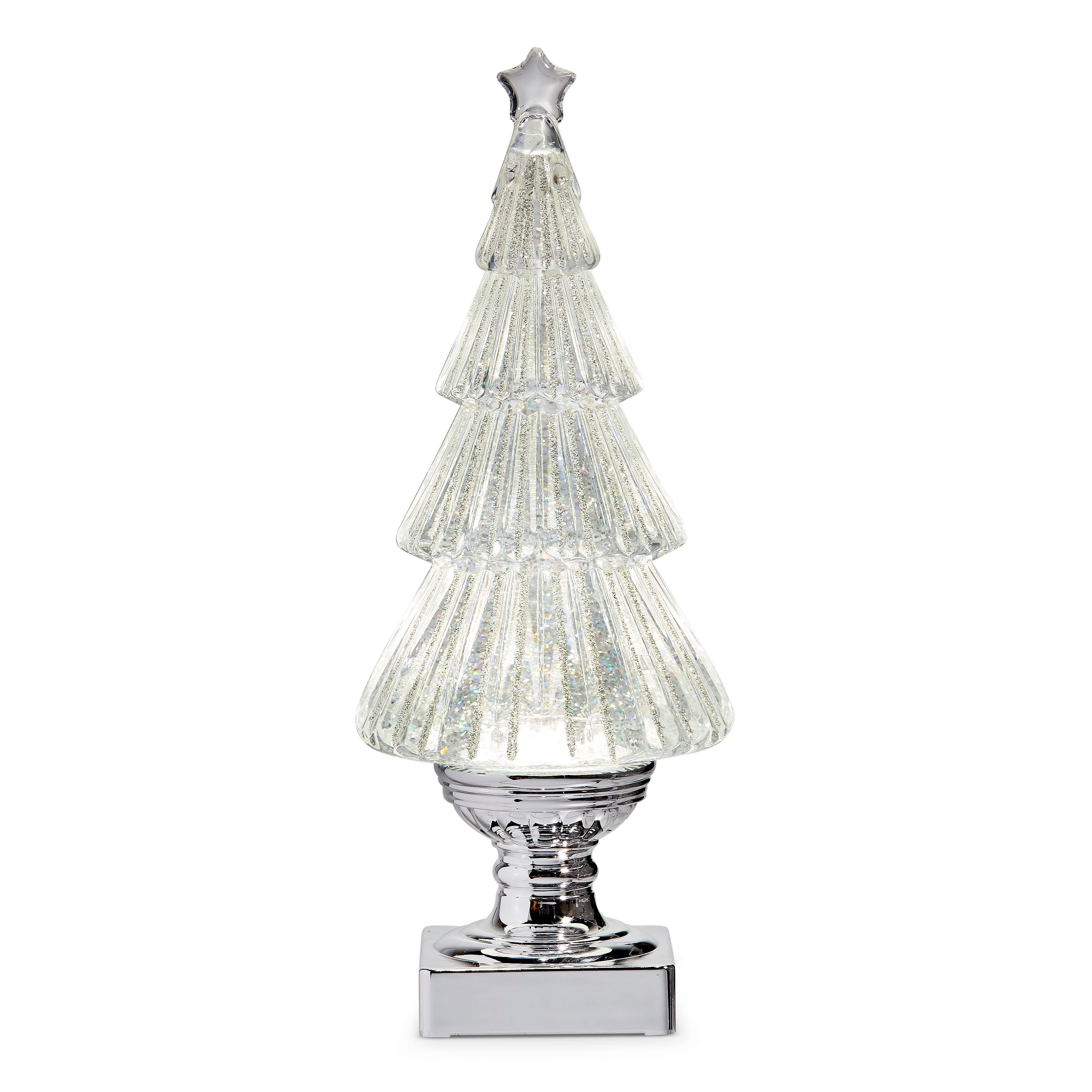 12.25 Lighted Flat Tree with Silver Swirling Glitter - A. Dodson's